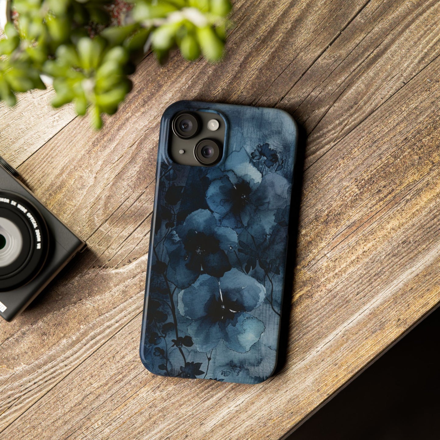 Elegant Floral Slim Phone Cases | Trendy Phone Cover, Blue Flower Design, Gift for Her, Stylish Mobile Case, Floral Accessories