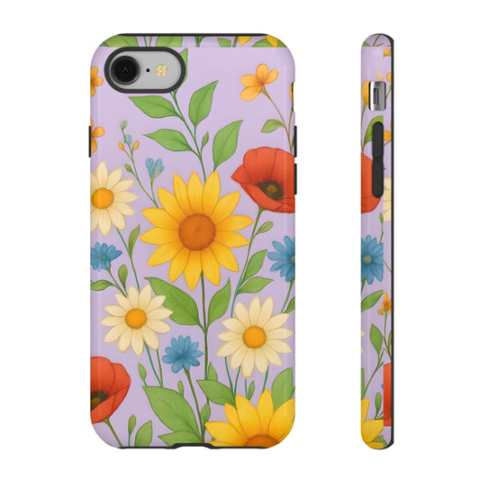 Cottagecore Wildflower Tough Phone Case - Hand-Drawn Floral Art, Vintage Nature Aesthetic, Compatible with iPhone, Galaxy, and Google Phones