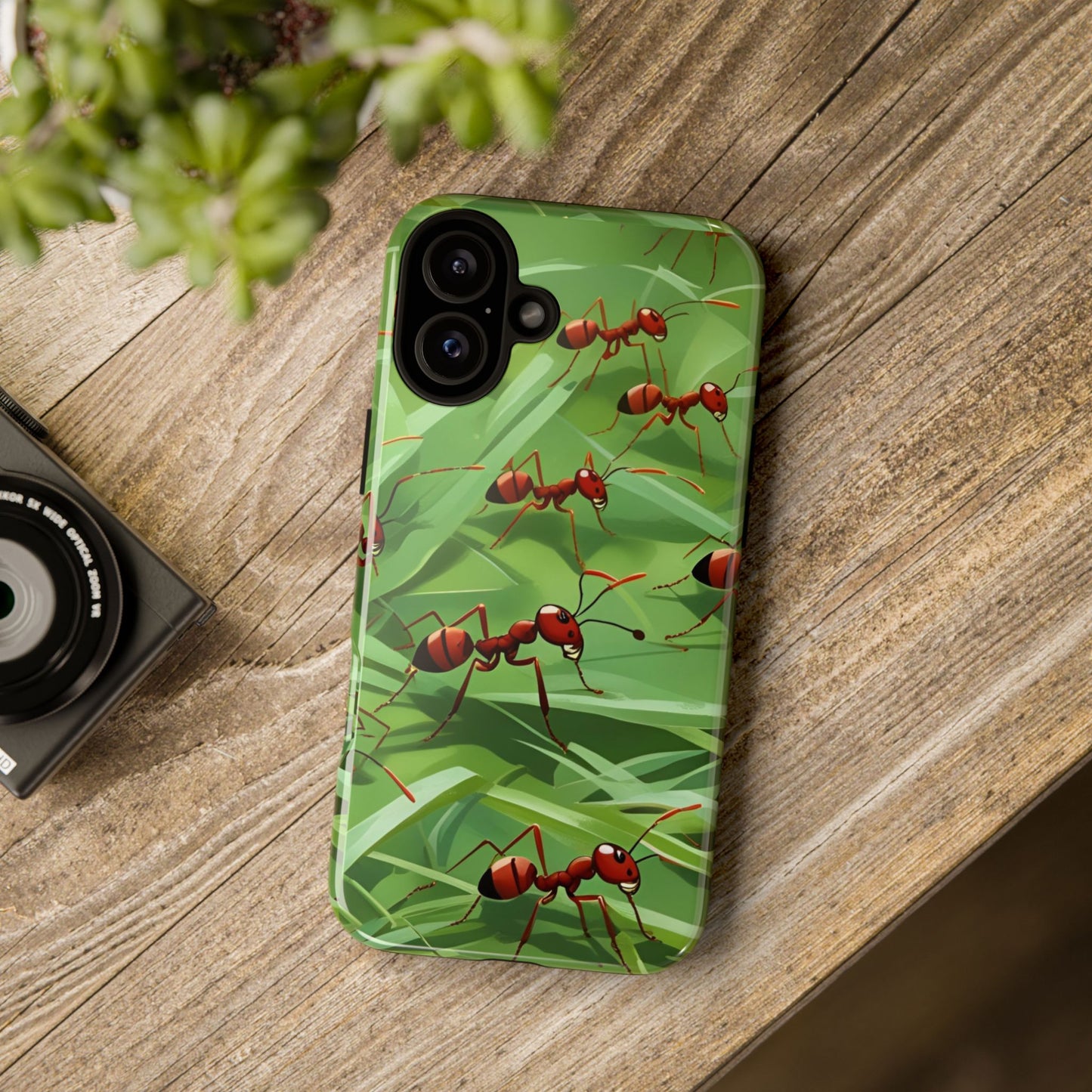 Marching Ant Pattern Tough Phone Case - Realistic Insect Art, Minimalist Nature Aesthetic, Compatible with iPhone, Galaxy, and Google Phones