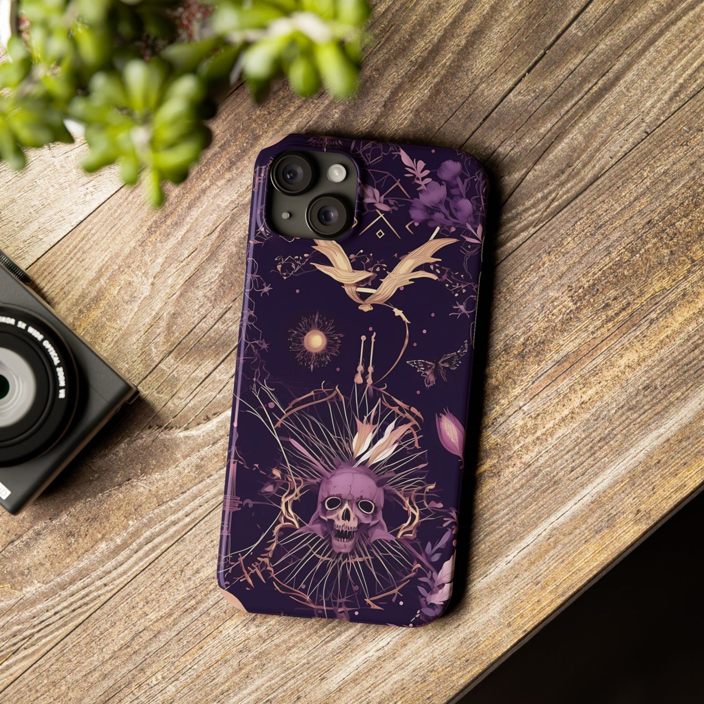 Gothic Floral Slim Phone Cases, Ghostly Style Mobile Cover, Dark Aesthetic Gift, Unique Protective Case, Perfect for Halloween