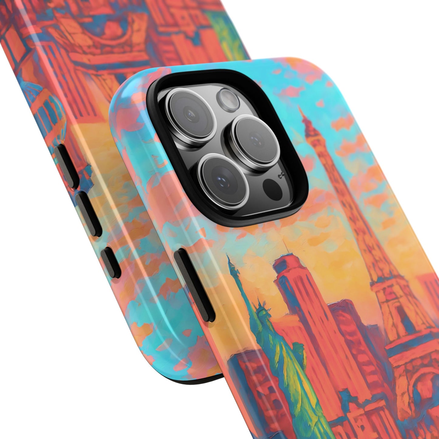 Cityscape Tough Phone Case, Las Vegas Strip Skyline Phone Cover Watercolor Art Design, Compatible with iPhone, Galaxy & Google