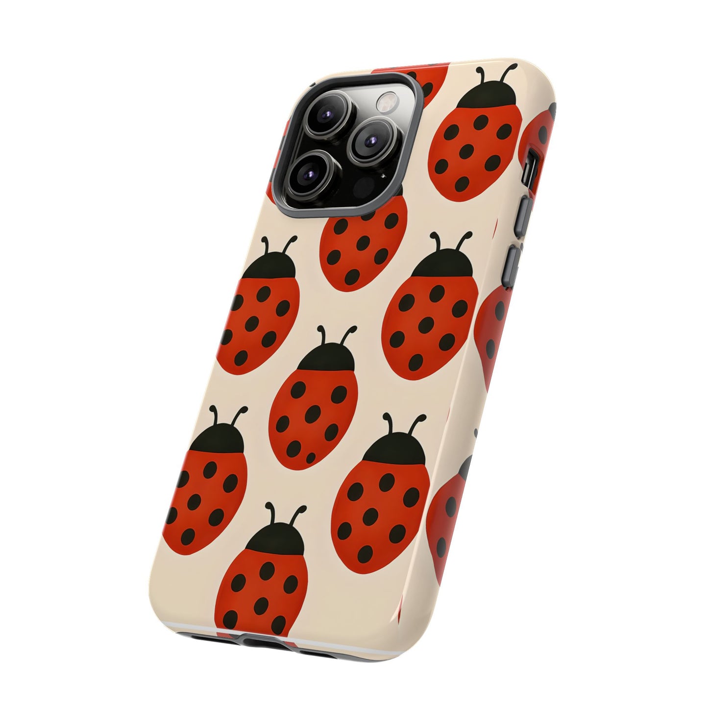Cute Ladybug Tough Phone Case - Red and Black Insect Pattern, Nature-Inspired Design, Compatible with iPhone, Galaxy, and Google Phones