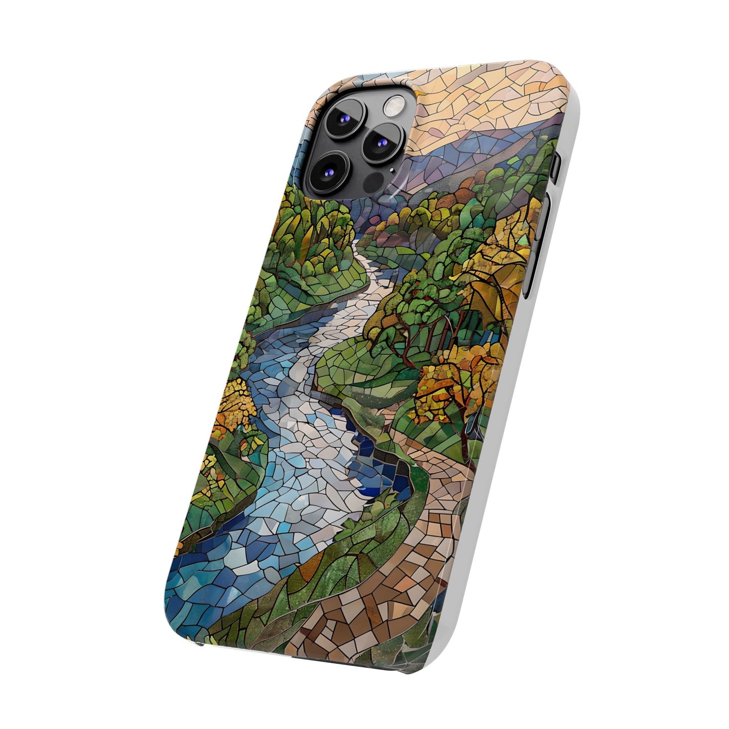 Cuyahoga Valley Mosaic Slim Phone Case, Midwest Forest Art, Scenic Nature Aesthetic, Unique Gift for Nature Lovers
