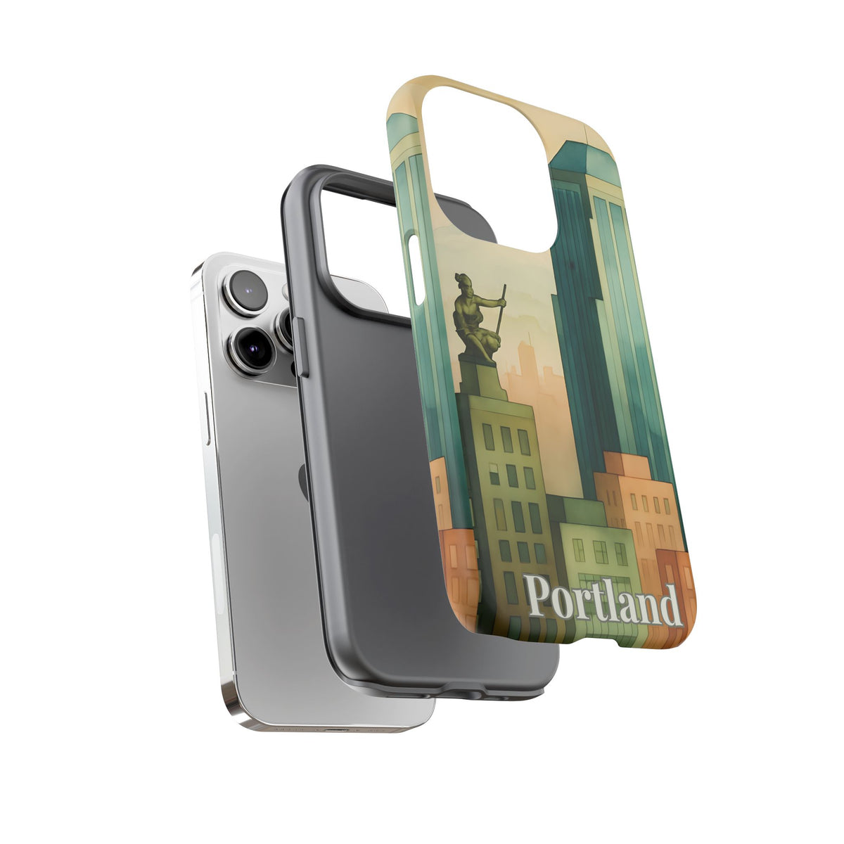Portland Cityscape Phone Case • Urban Skyline Art Tough Case • Watercolor City Aesthetic • Gift for Travelers • Compatible with iPhone, Galaxy, Google