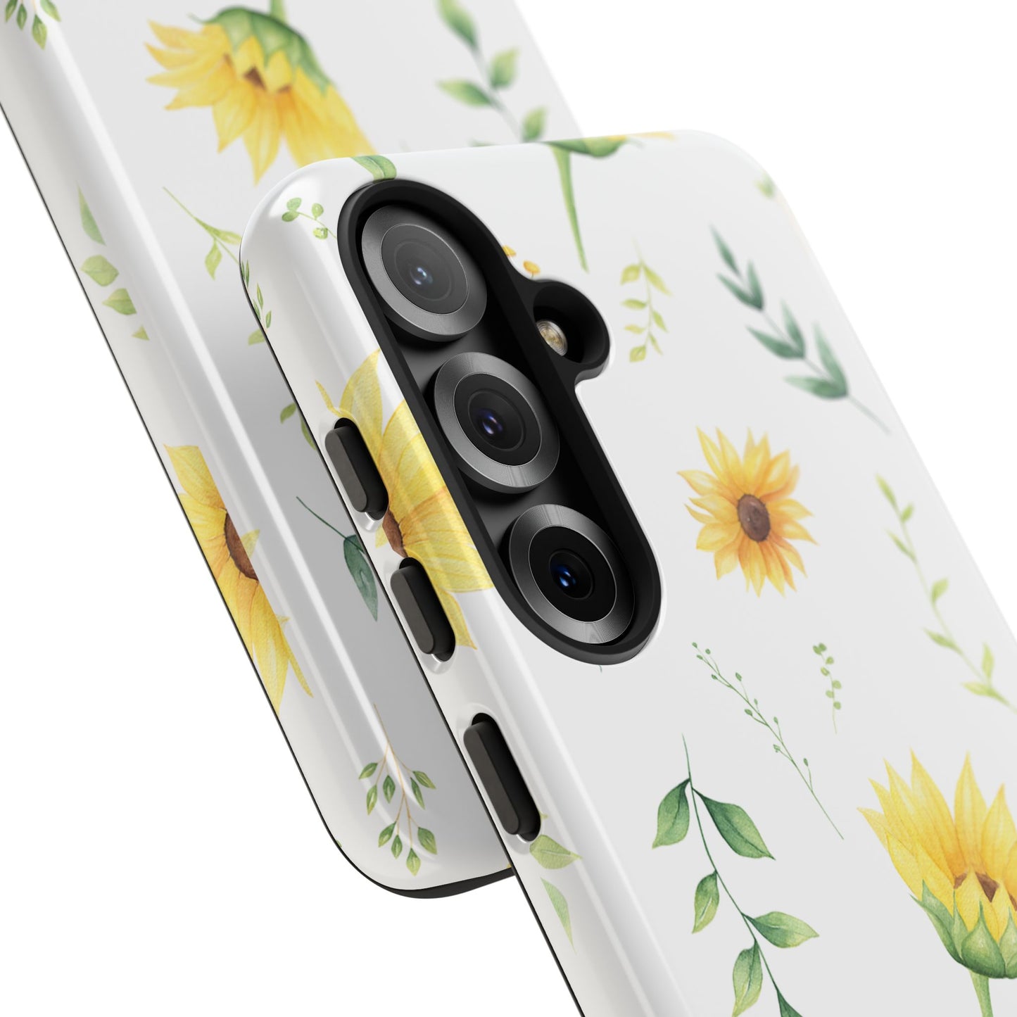 Sunflower Floral Tough Phone Case - Watercolor Botanical Print, Bright Nature Aesthetic, Compatible with iPhone, Galaxy, and Google Phones