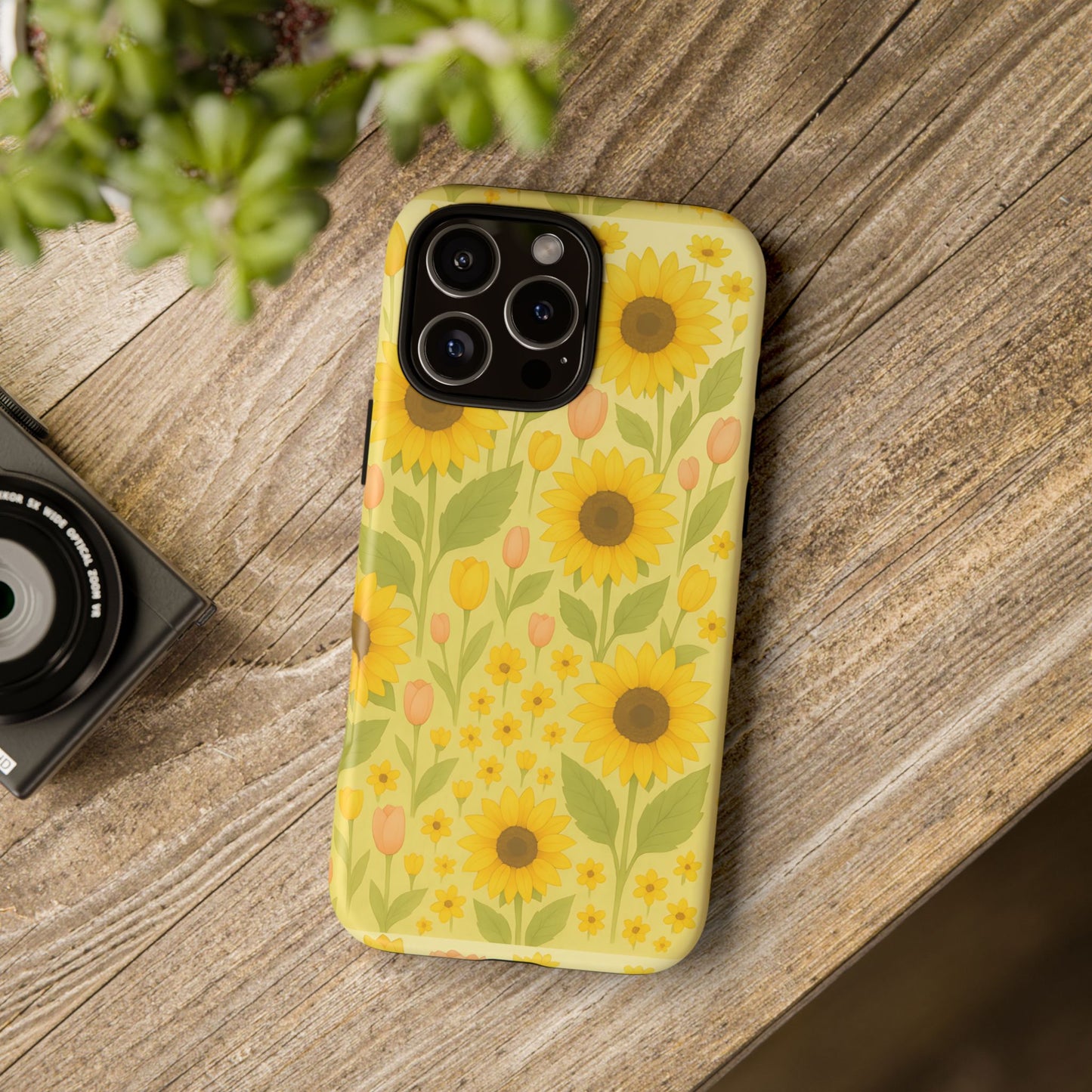 Sunflower Floral Phone Case, Watercolor Botanical Print, Aesthetic Tough Phone Case, Compatible with iPhone, Galaxy, Google