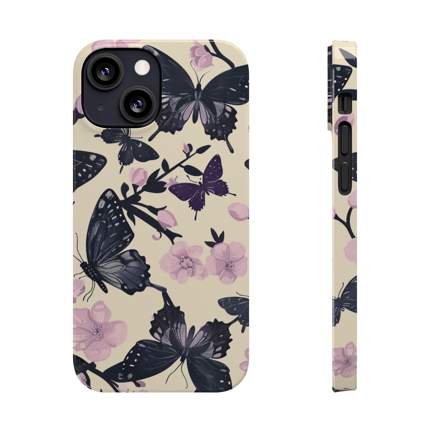 Butterfly Floral Slim Phone Cases, Elegant Butterfly Design, Nature Lover Gift, Phone Accessory, Stylish Cases for Women
