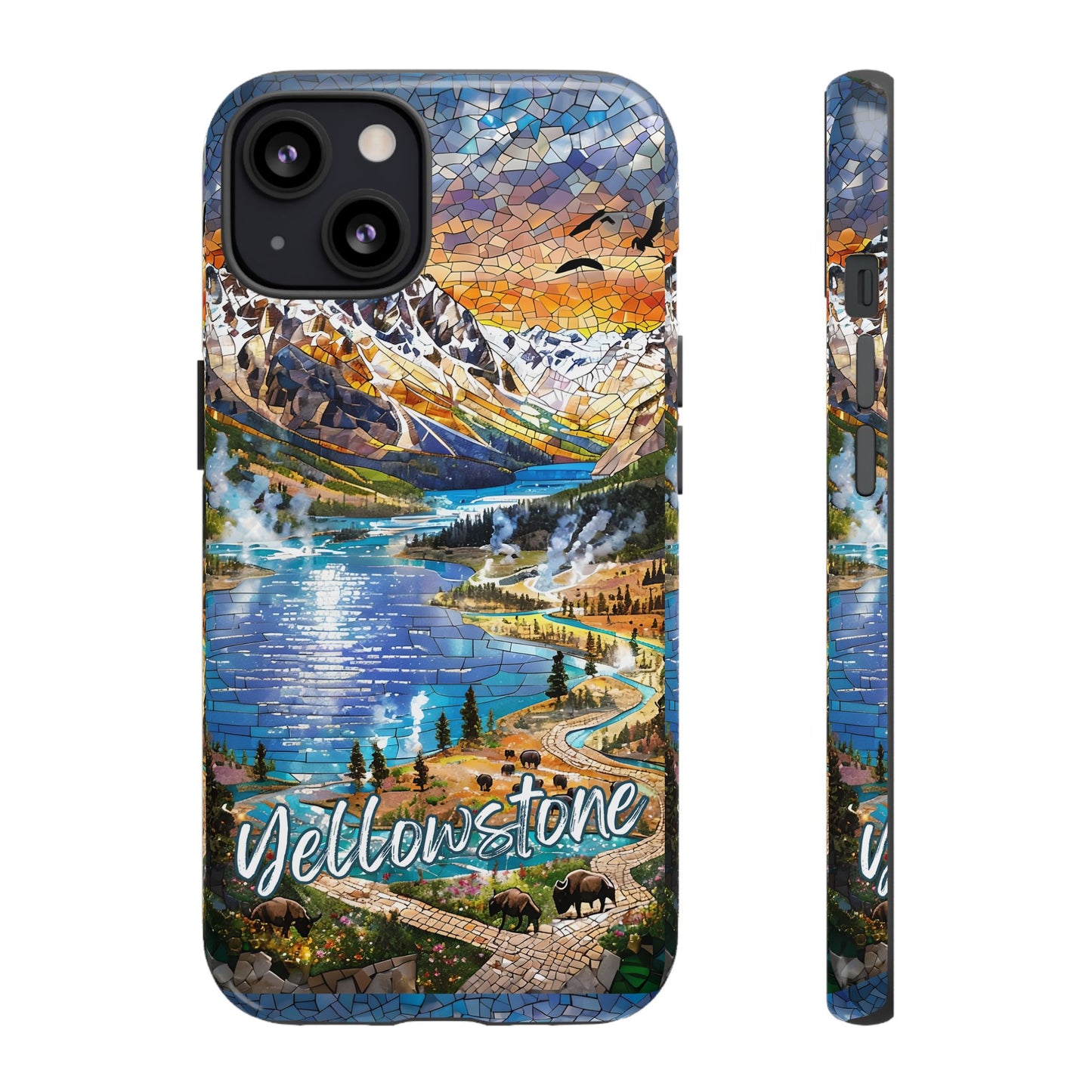 Yellowstone  National Park Phone Case, Mosaic Phone Case, Yellowstone National Park Gift, Scenic Mountains Phone Cover, Landscape Aesthetic