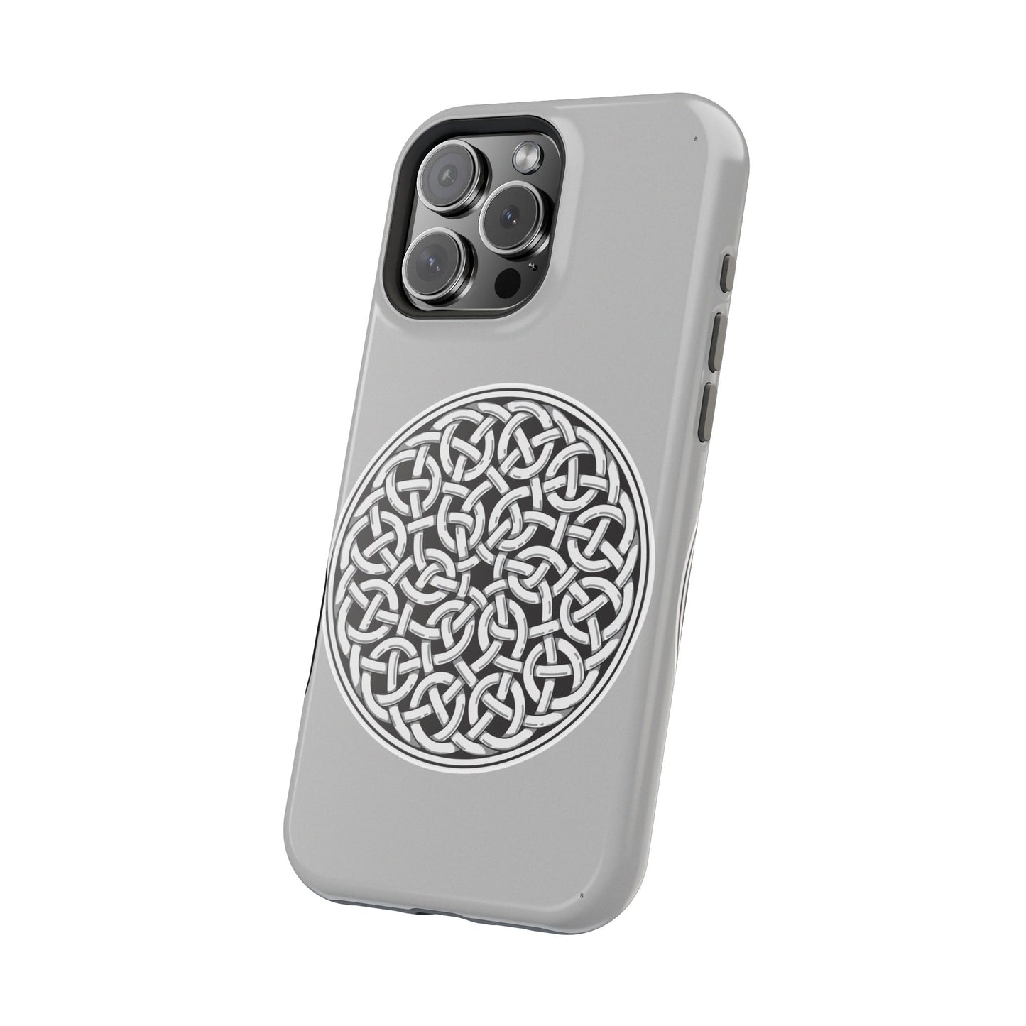 Celtic Knot Magnetic Phone Case, Silver Medallion Design, St. Patrick Phone Cover Compatible with iPhone 17, 16, 15, 14, 13