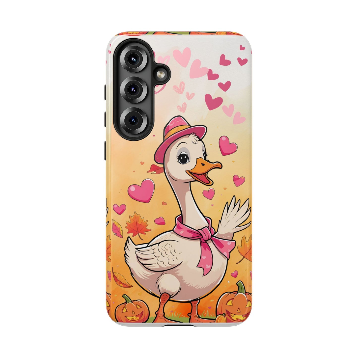 Summerween Silly Goose Phone Case, Coquette Halloween Phone Cover, Cozy Cute Halloween Aesthetic Case, Pink Hearts Fall Glam Girl Accessory