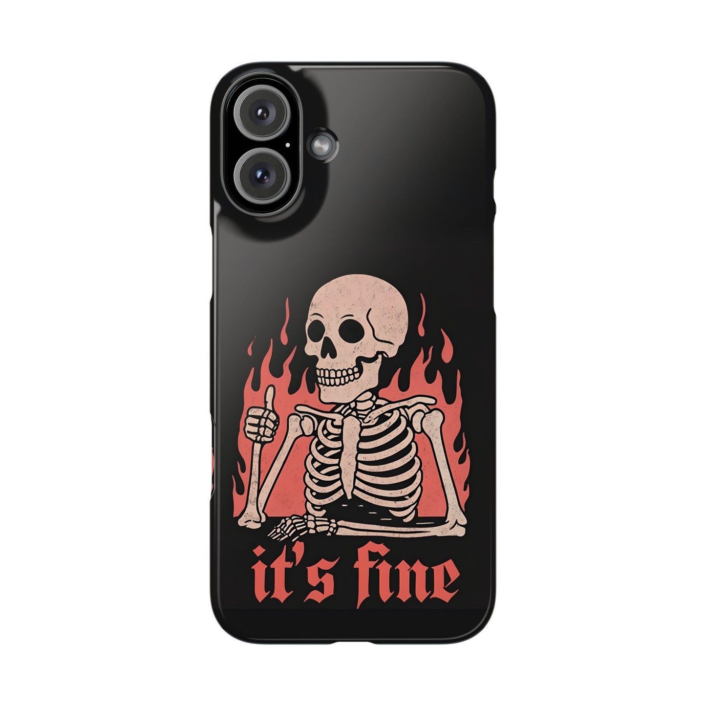 Skeleton It's Fine Phone Case, Slim Phone Cover, Halloween Gift, Gothic Style, Quirky Phone Accessories, Unique Slim Cases