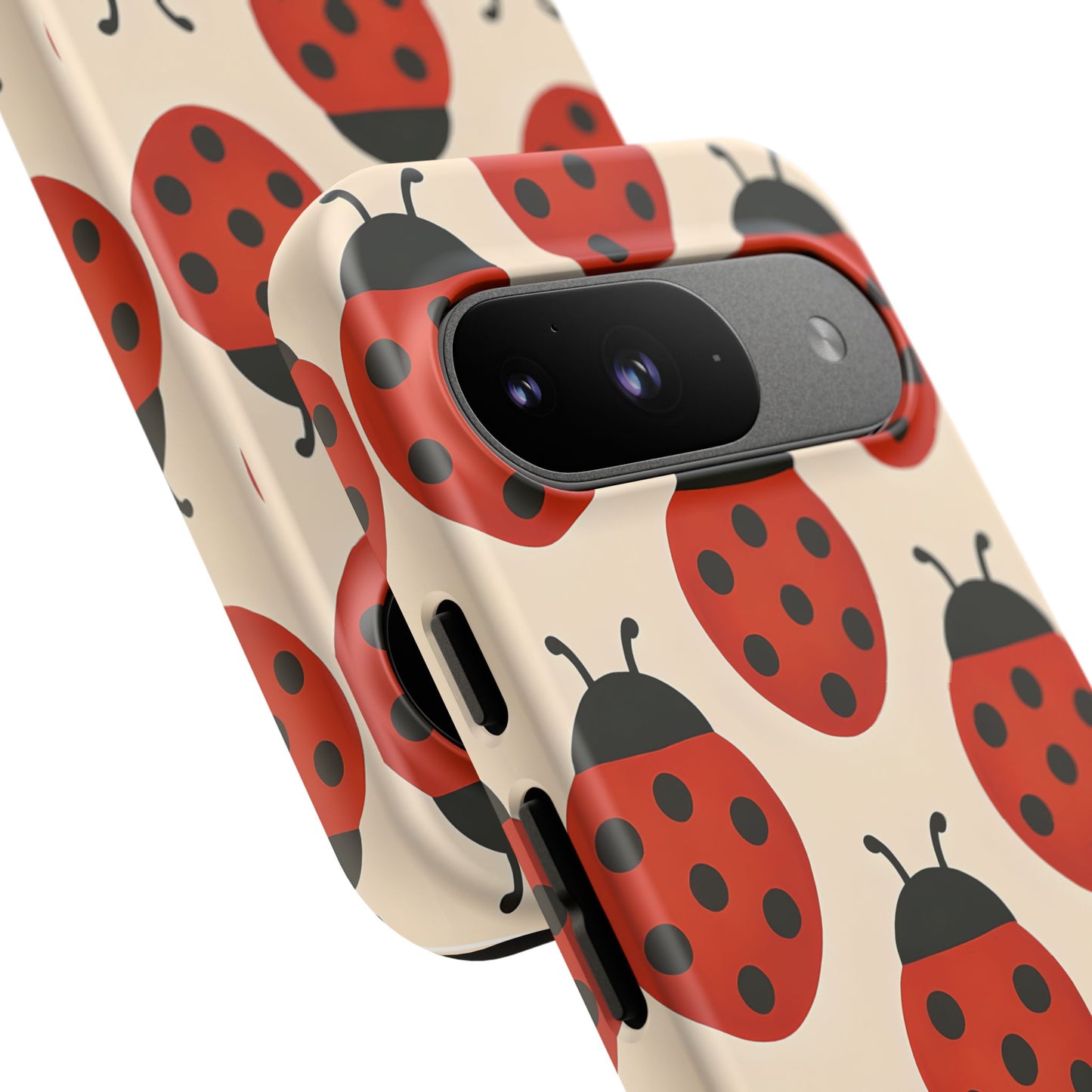 Cute Ladybug Tough Phone Case - Red and Black Insect Pattern, Nature-Inspired Design, Compatible with iPhone, Galaxy, and Google Phones