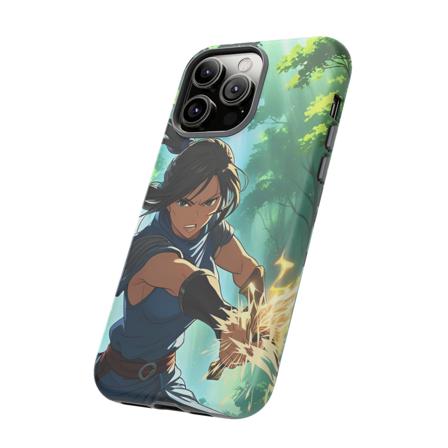 Anime Warrior Girl Tough Phone Case - Japanese Action Aesthetic, Fierce Heroine Design, Compatible with iPhone, Galaxy, and Google Phones