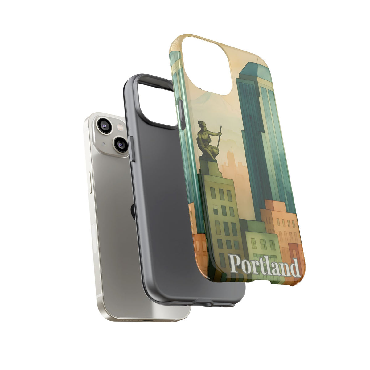 Portland Cityscape Phone Case • Urban Skyline Art Tough Case • Watercolor City Aesthetic • Gift for Travelers • Compatible with iPhone, Galaxy, Google
