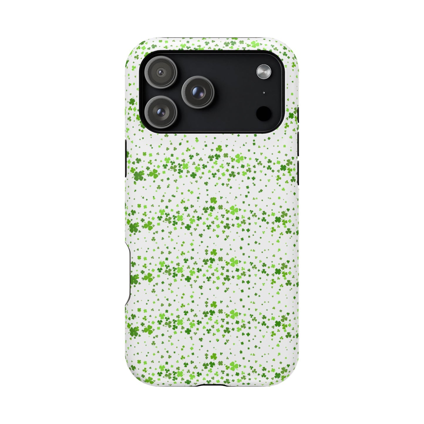 Shamrock Magnetic Phone Case, Minimal St Patricks Day Clover Pattern, Irish Green Compatible with iPhone 17, 16, 15, 14, 13