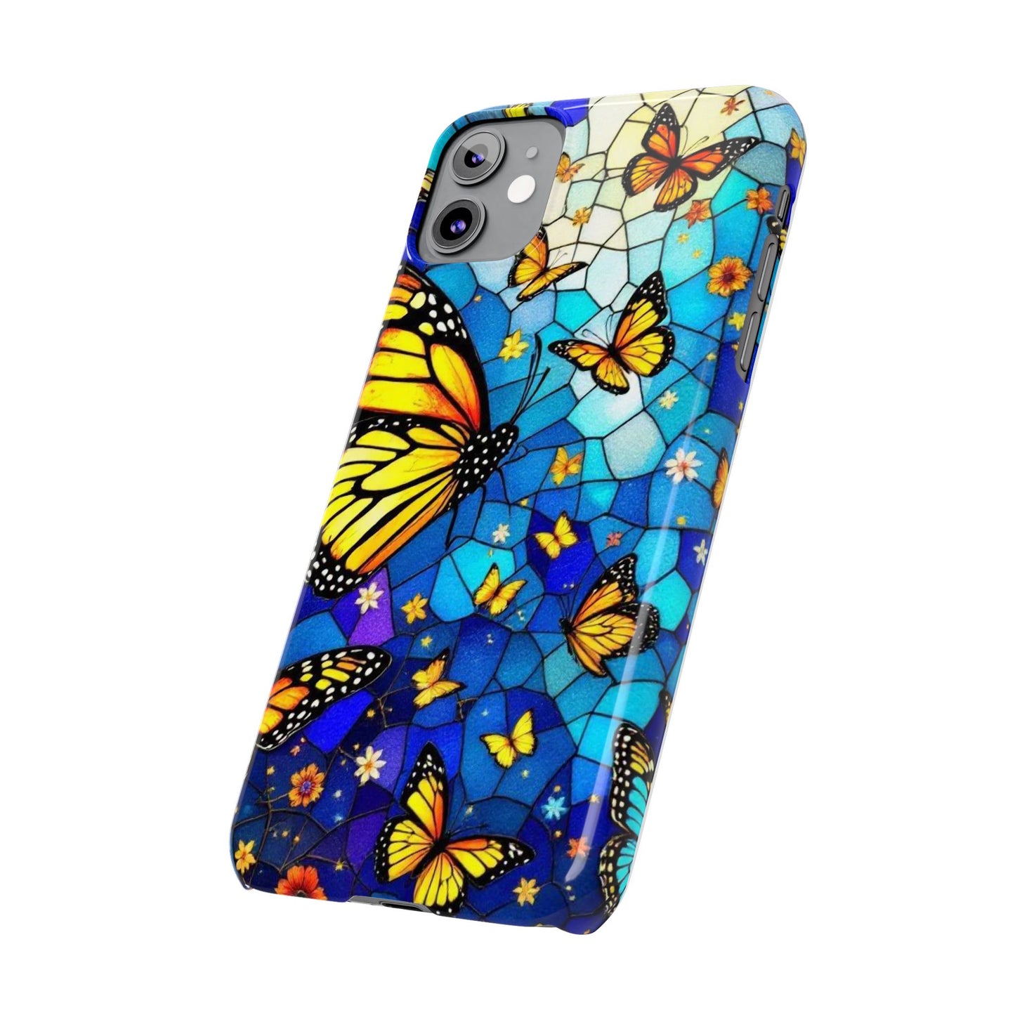 Butterfly Garden Slim Phone Case - Colorful Floral Design, Gift for Nature Lovers, Birthday Surprise, Eco-Friendly, Summer Vibes