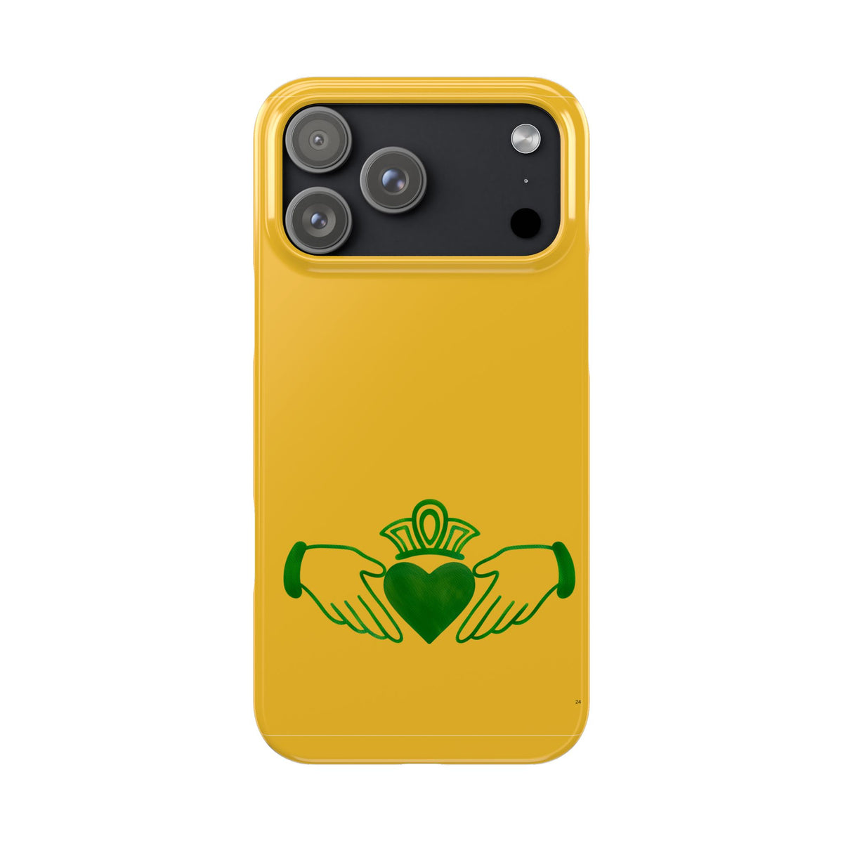 Irish Claddagh Slim Phone Case, Gold and Green Design Phone Cover, Ireland Art Compatible with iPhone 17, 16, 15, 14, 13, 12, 11