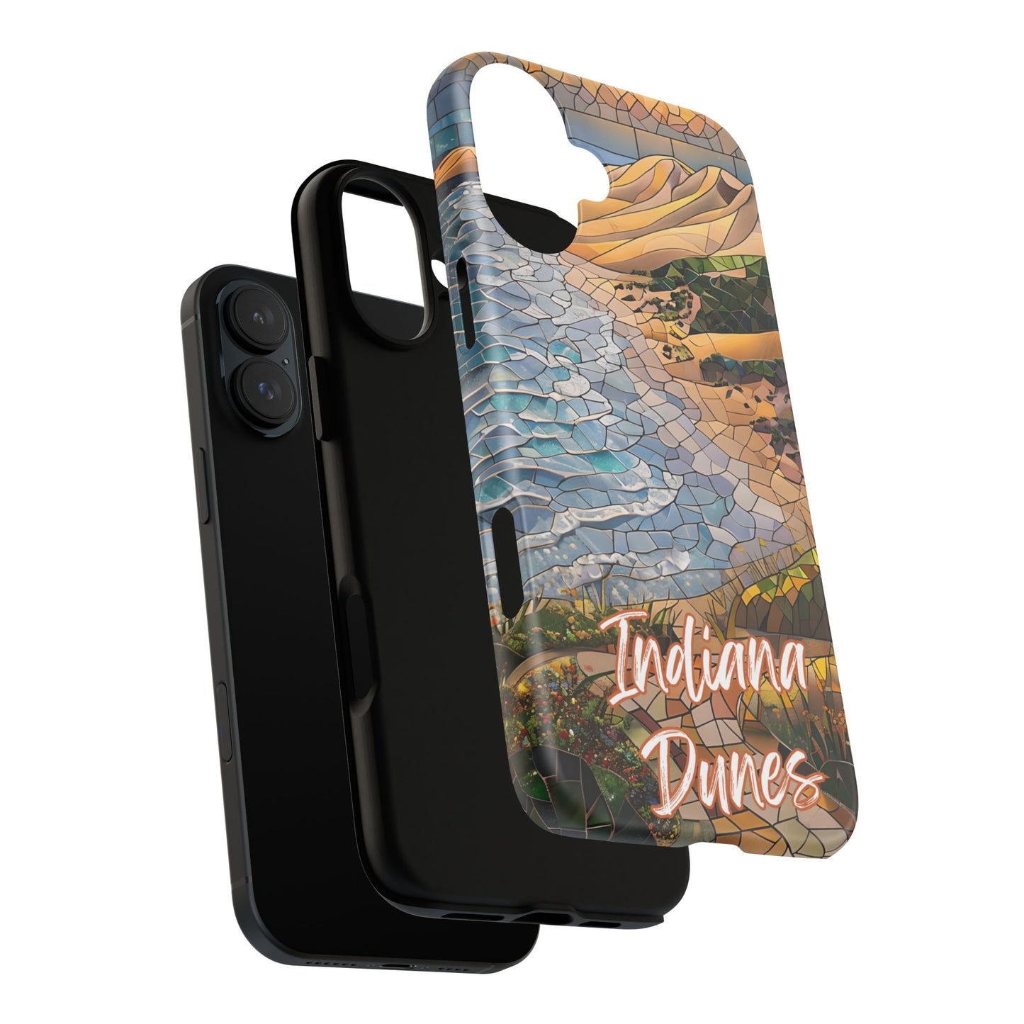 Indiana Dunes Mosaic Tough Phone Case - Lakeside Sand Dune Art, Midwest Nature Aesthetic, Compatible with iPhone, Galaxy, and Google Phones