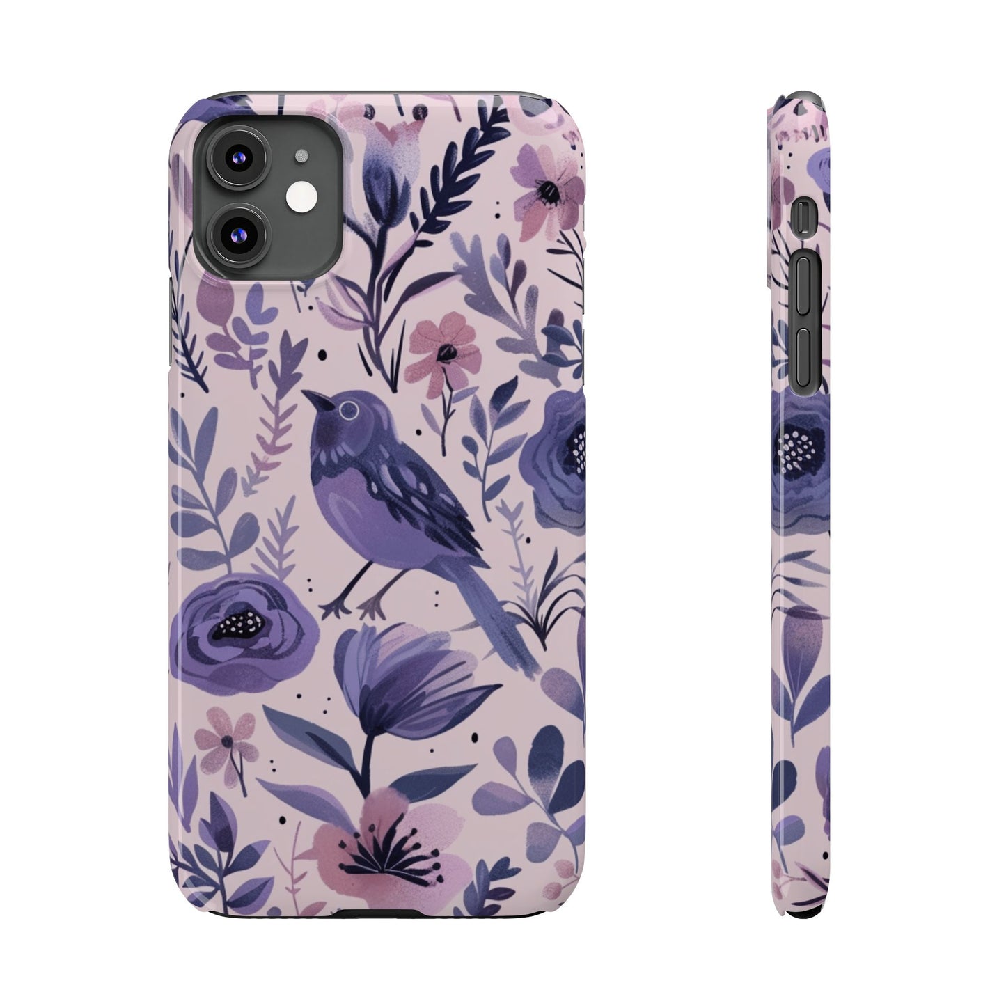 Floral Bird Slim Phone Case, Elegant Phone Cover, Cute Gift for Bird Lovers, Spring Vibes, Nature-Inspired