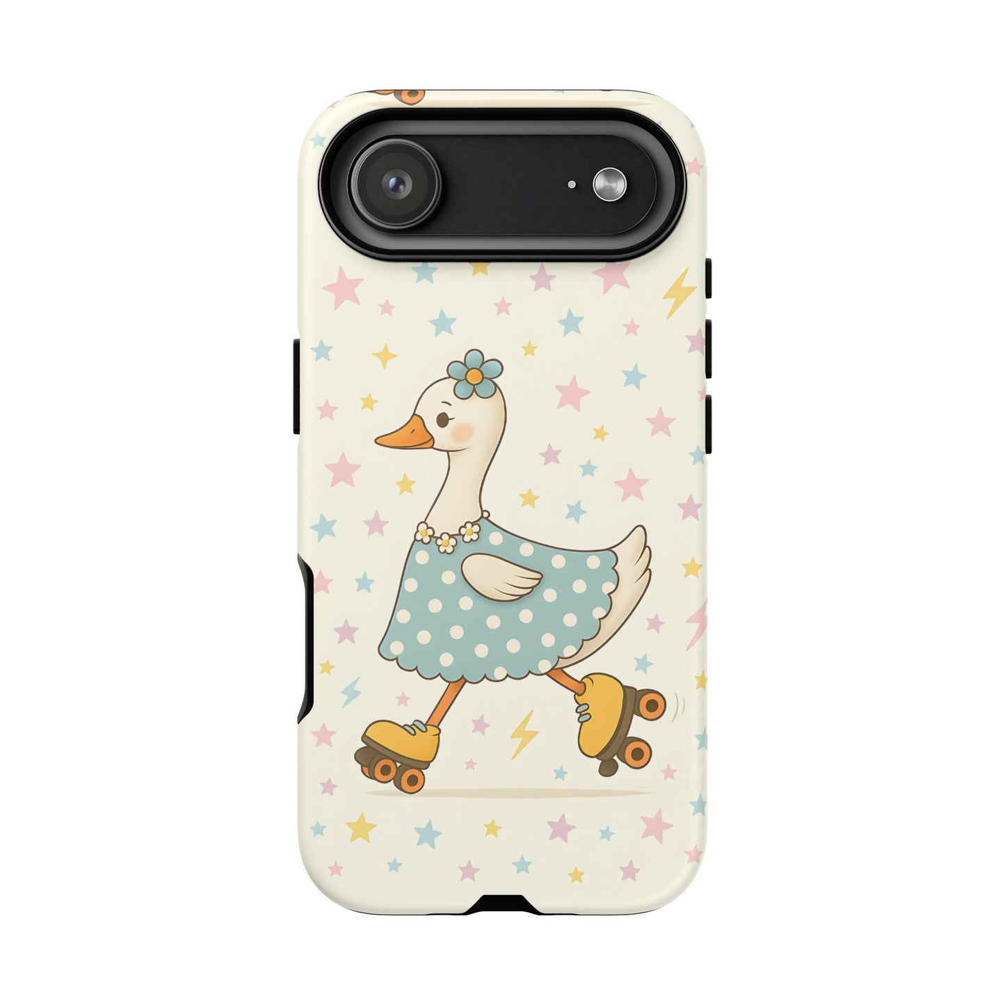 Roller Skating Goose Tough Phone Case, Retro Kawaii Animal, Silly Goose Compatible with iPhone, Galaxy, Google