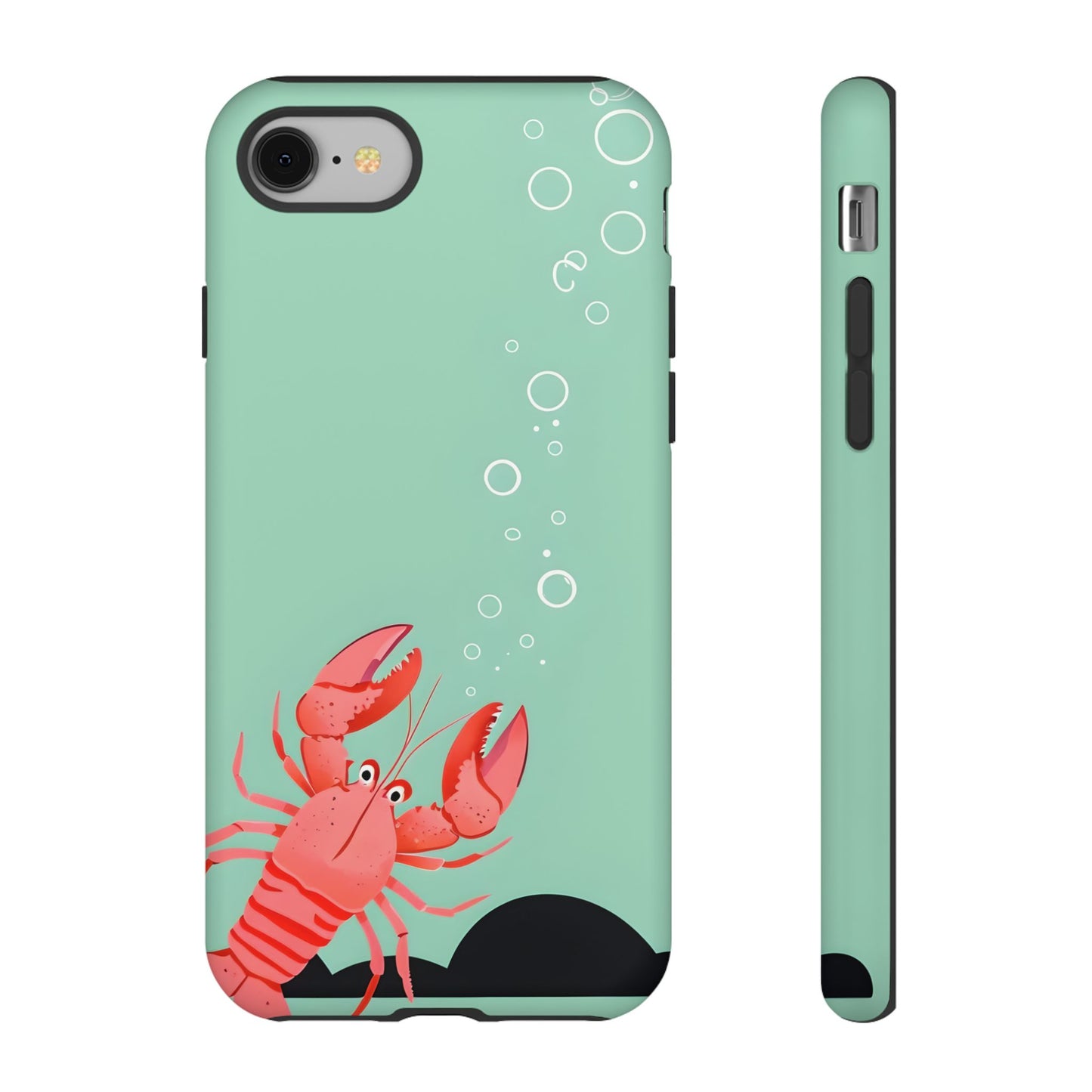 Whimsical Lobster Phone Case - Funny Sea Creature Tough Case Gift - Sea Foam Green Ocean Design - Compatible with iPhone Galaxy Google