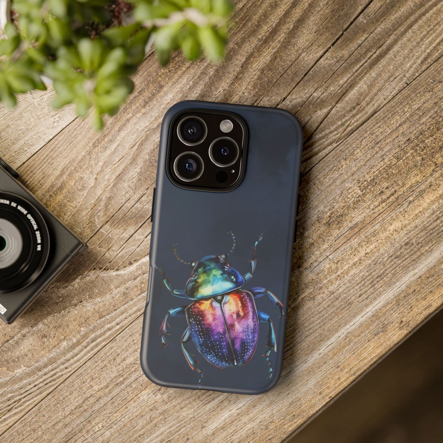 Iridescent Beetle Tough Phone Case - Insect Art Design, Nature-Inspired Pattern, Compatible with iPhone, Galaxy, and Google Phones