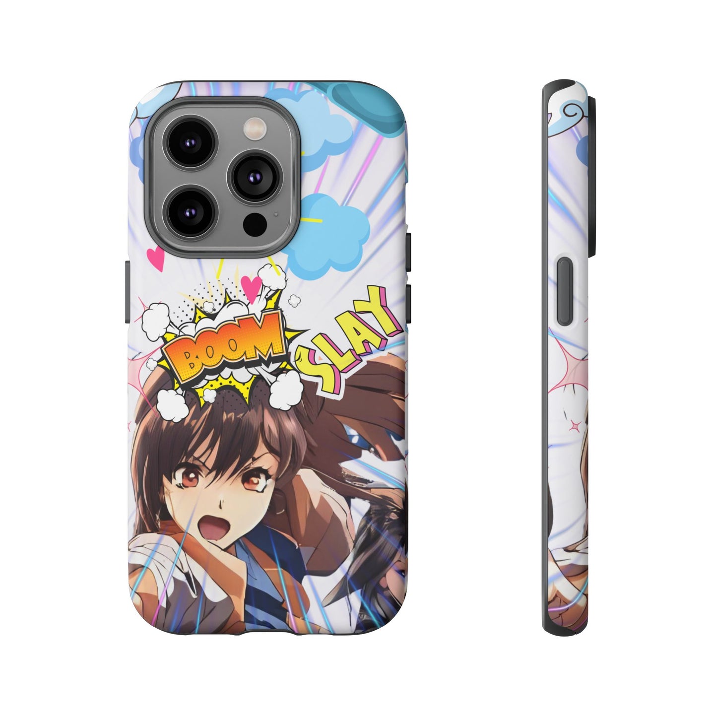 Anime Warrior Girl Tough Phone Case, Japanese Action Anime Aesthetic, Bold Heroine Design, Compatible with iPhone, Galaxy, and Google Phones
