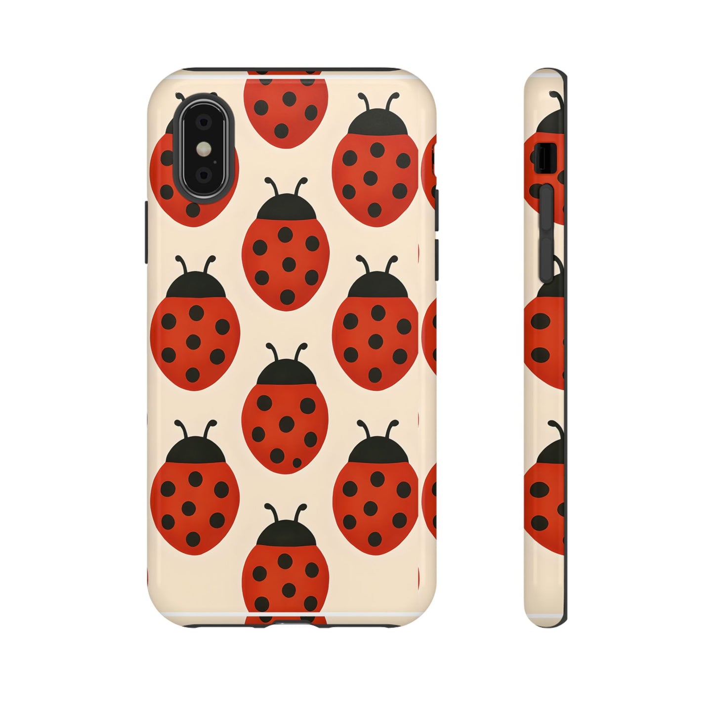 Cute Ladybug Tough Phone Case - Red and Black Insect Pattern, Nature-Inspired Design, Compatible with iPhone, Galaxy, and Google Phones