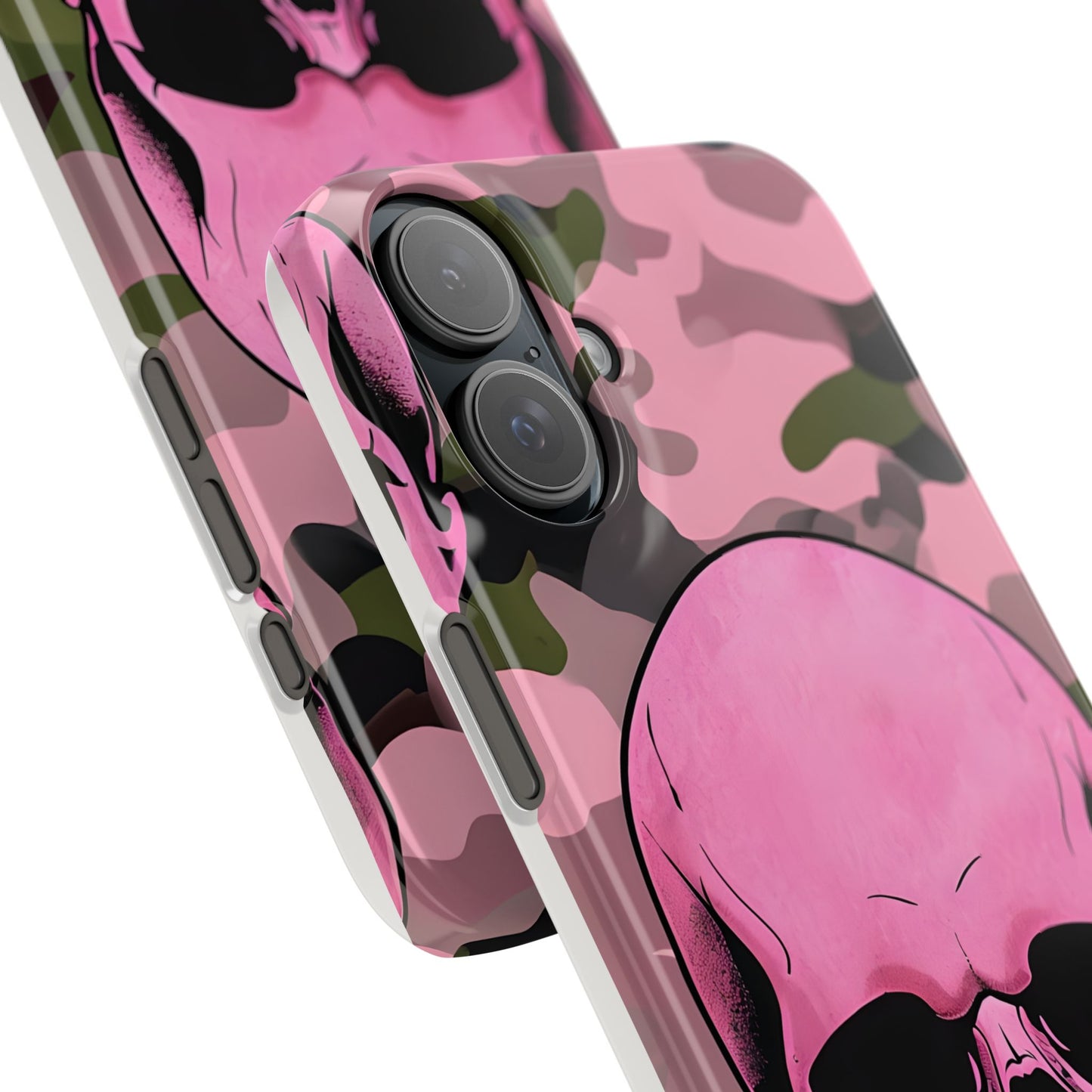 Pink Camo Skull Phone Case, Slim Case for iPhone, Edgy Phone Accessory, Unique Gift for Her, Trendy Tech Lover