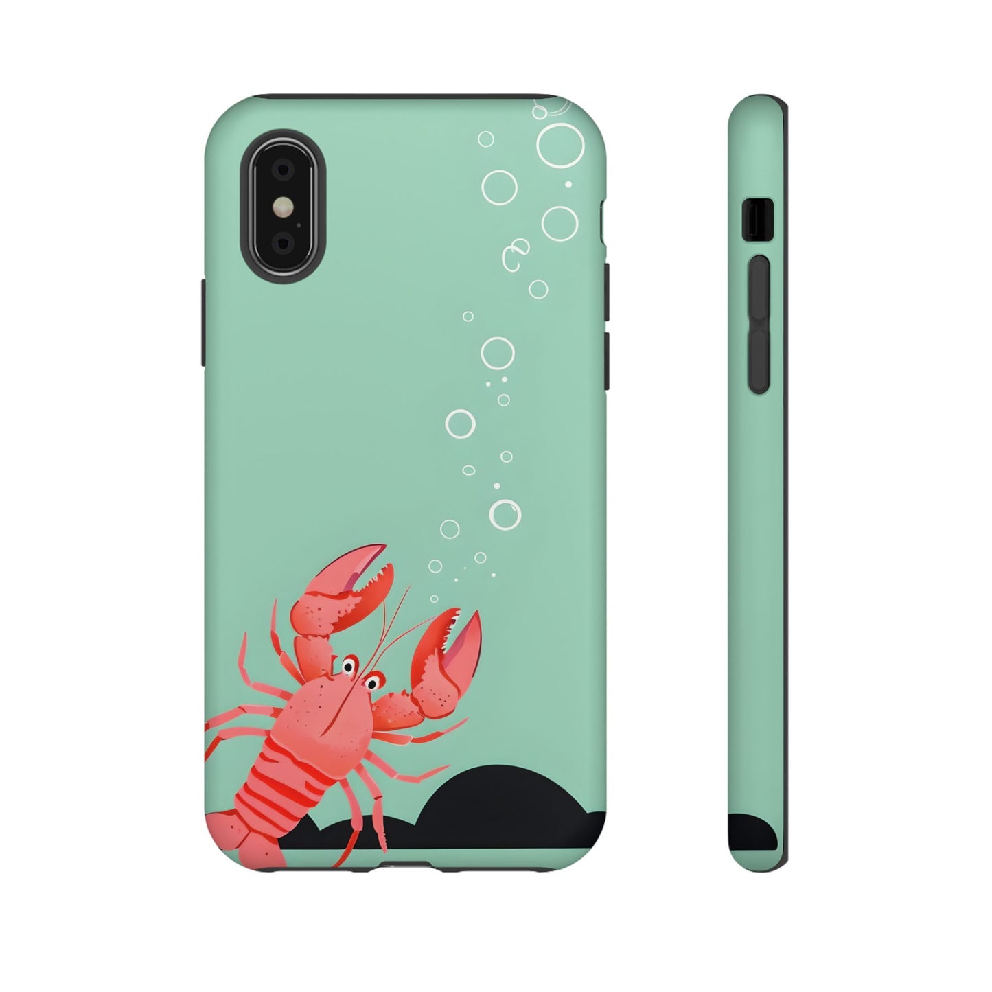 Whimsical Lobster Phone Case - Funny Sea Creature Tough Case Gift - Sea Foam Green Ocean Design - Compatible with iPhone Galaxy Google
