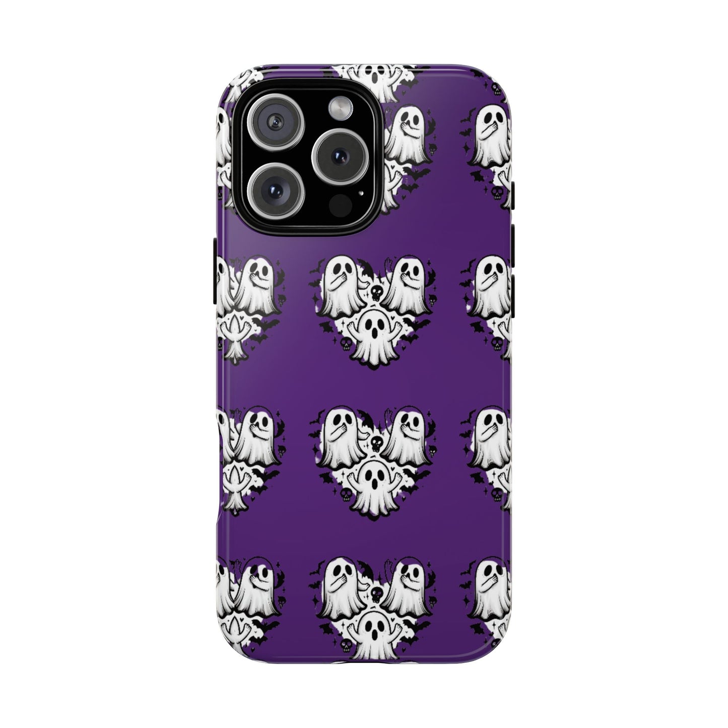 Cute Ghost Heart Tough Phone Case  - Creepy Cute Spooky Heart Print, Goth Coquette Aesthetic, Compatible with iPhone, Galaxy, Google iPhones