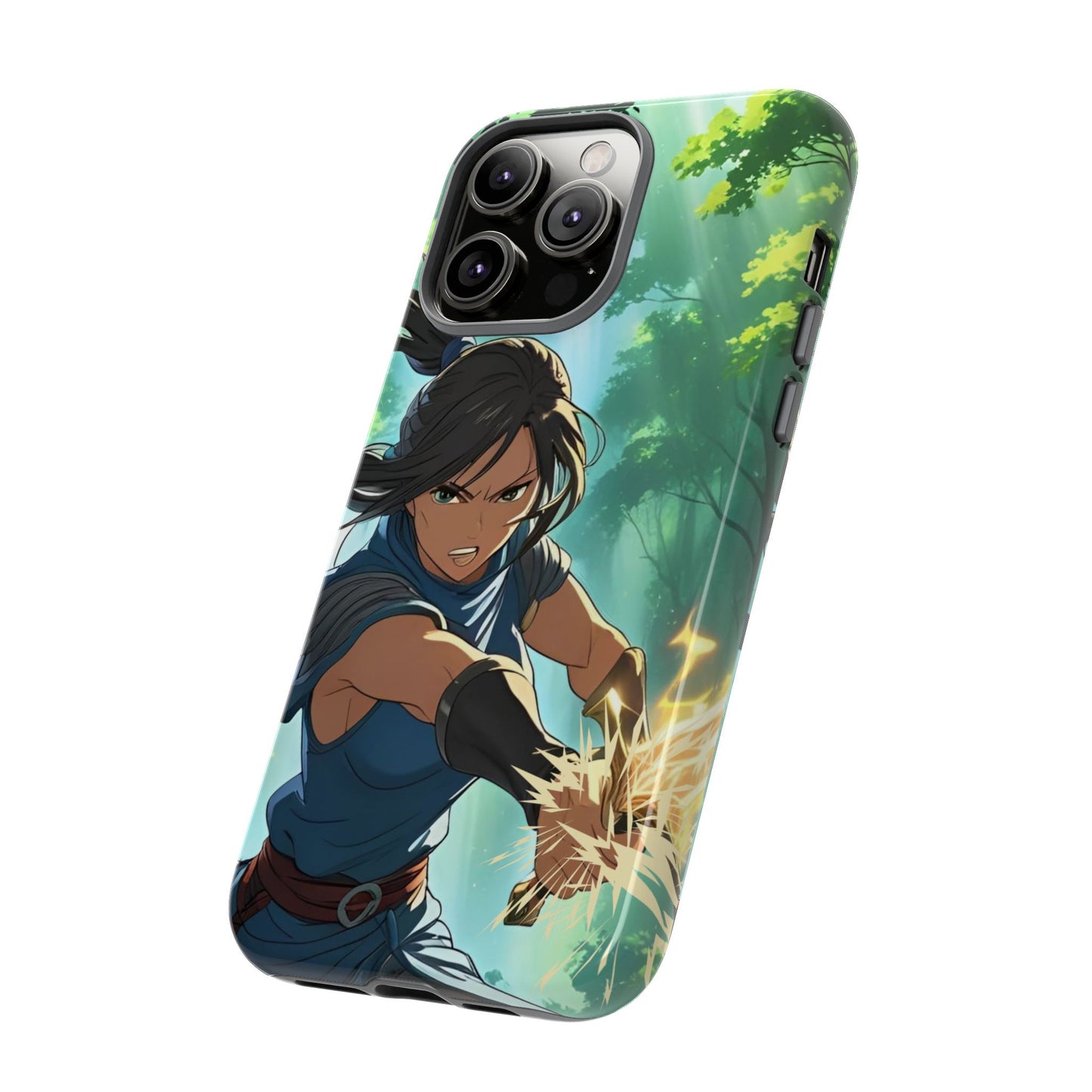 Anime Warrior Girl Tough Phone Case - Japanese Action Aesthetic, Fierce Heroine Design, Compatible with iPhone, Galaxy, and Google Phones