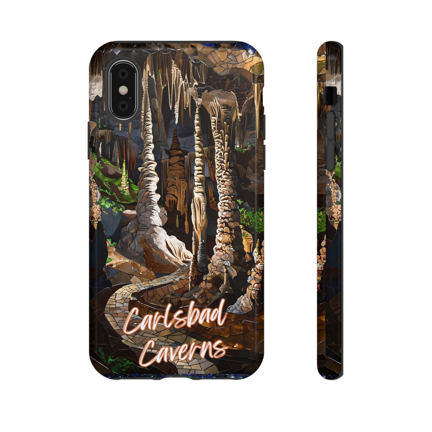 Carlsbad Caverns Mosaic Tough Phone Case, Cave Landscape Art, Moody Nature Aesthetic, Compatible with iPhone, Galaxy, and Google Phones