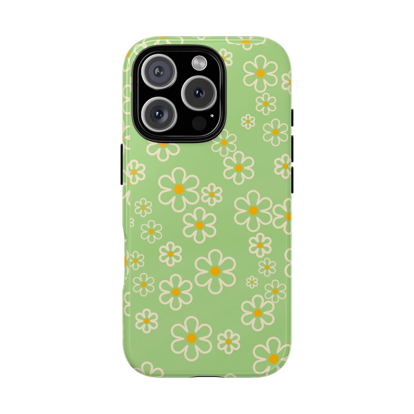 Minimal Daisy Flower Tough Phone Case - Retro Coquette Floral Print, Cute Soft Aesthetic, Compatible with iPhone, Galaxy, and Google Phones