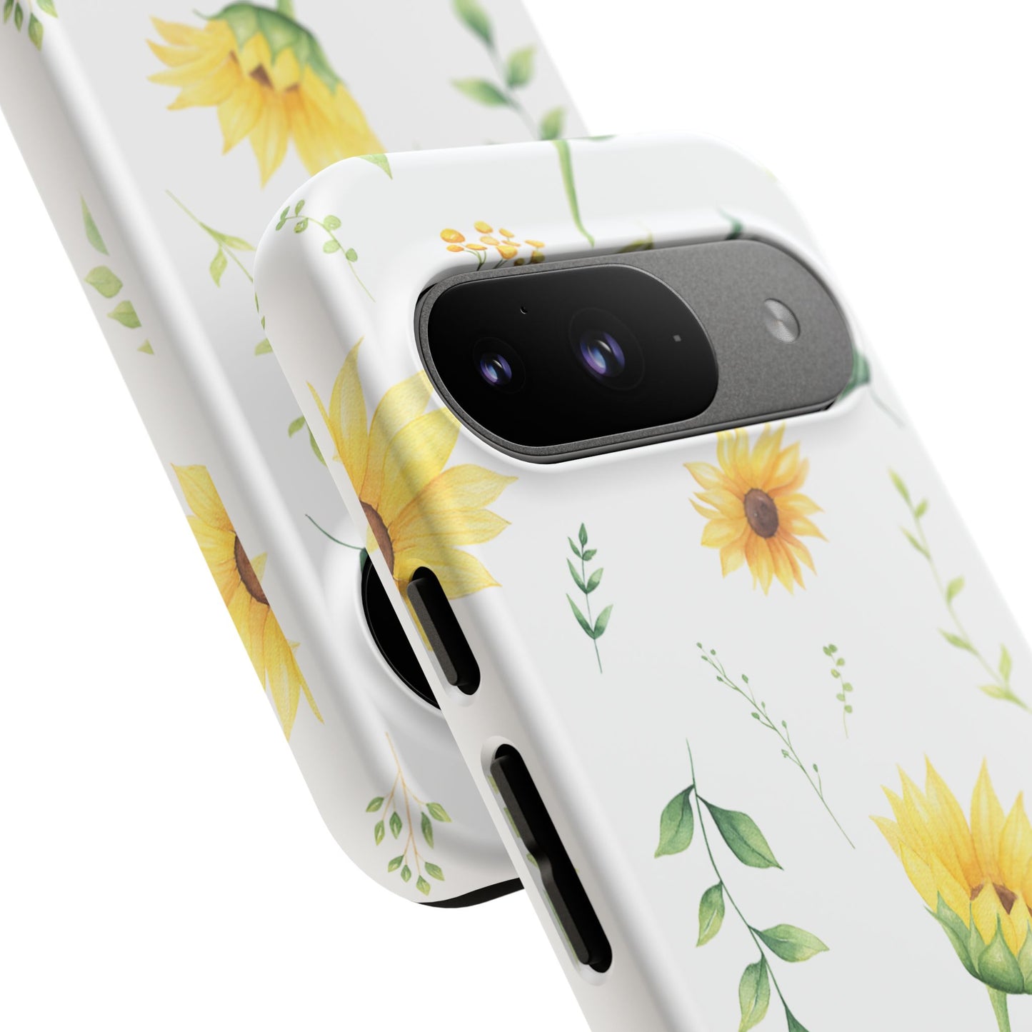 Sunflower Floral Tough Phone Case - Watercolor Botanical Print, Bright Nature Aesthetic, Compatible with iPhone, Galaxy, and Google Phones
