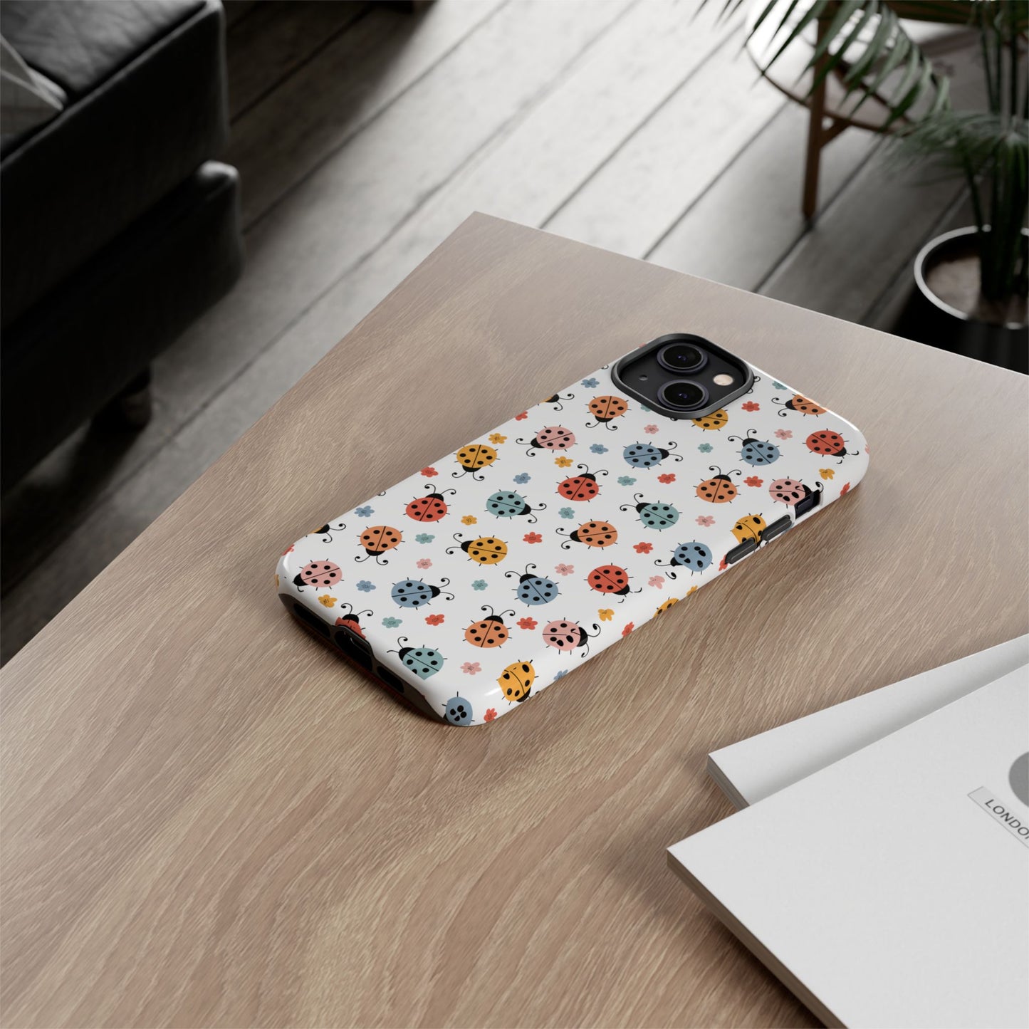 Ladybug Tough Phone Case - Cute Insect Aesthetic, Nature-Inspired Pattern Art, Compatible with iPhone, Galaxy, and Google Phones