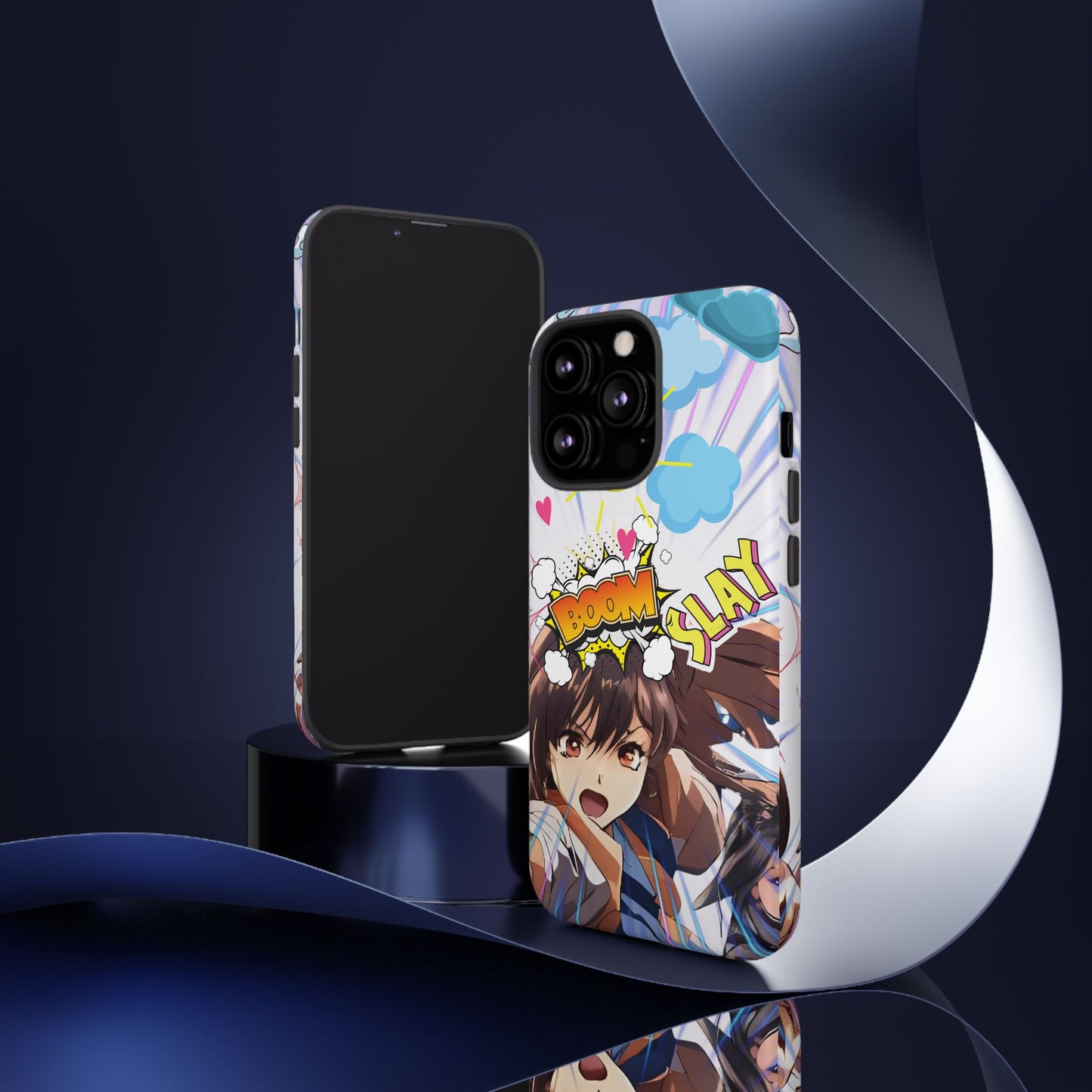 Anime Warrior Girl Tough Phone Case, Japanese Action Anime Aesthetic, Bold Heroine Design, Compatible with iPhone, Galaxy, and Google Phones