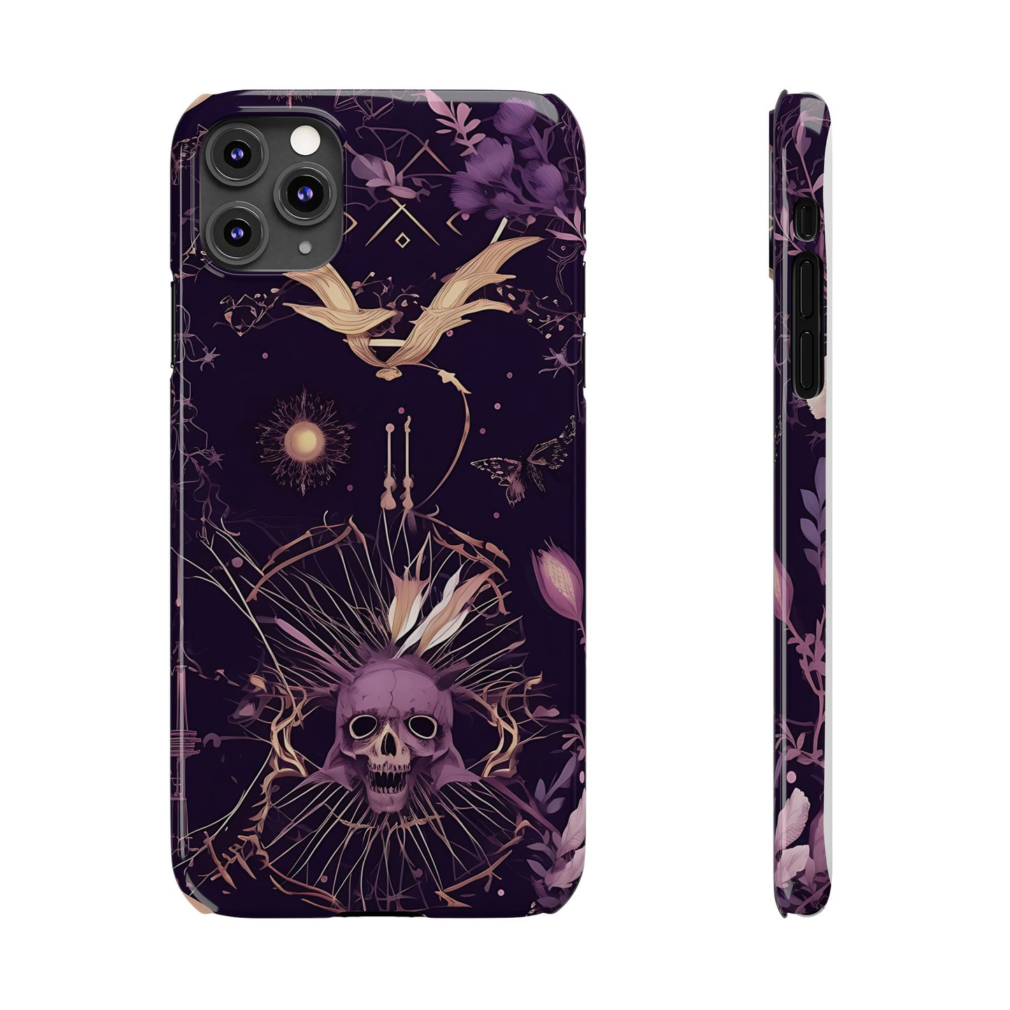 Gothic Floral Slim Phone Cases, Ghostly Style Mobile Cover, Dark Aesthetic Gift, Unique Protective Case, Perfect for Halloween