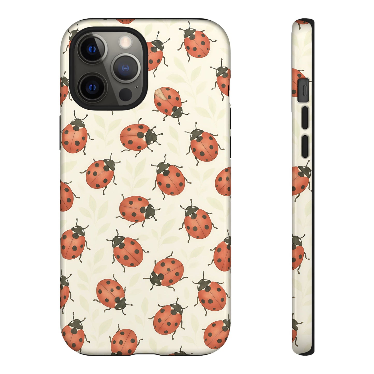 Ladybug Tough Phone Case - Cute Insect Aesthetic, Nature-Inspired Pattern Art, Compatible with iPhone, Galaxy, and Google Phones