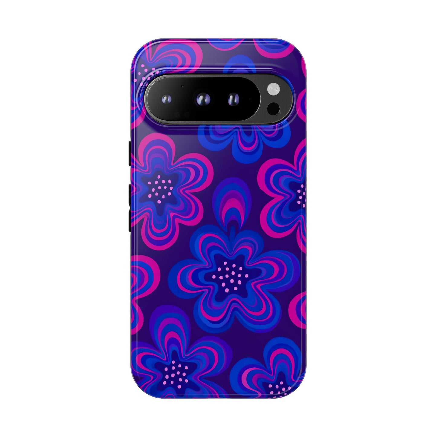 Retro Swirl Flower Tough Phone Case - Groovy Psychedelic Floral Pattern, Funky Vintage Aesthetic, Compatible with iPhone, Galaxy, and Google