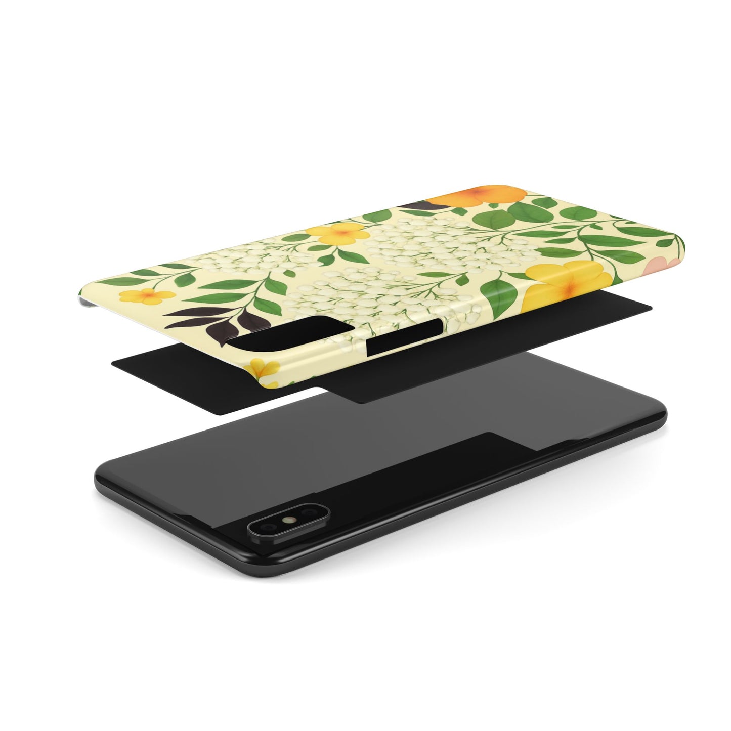 Delicate Floral Print Phone Case, Autumn Botanical Slim Phone Case, Aesthetic Flower Phone Cover Compatible with iPhone, Galaxy, Google