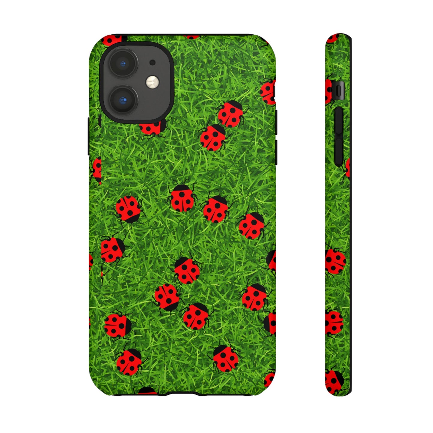 Ladybug Tough Phone Case - Cute Insect Aesthetic, Nature Pattern Art Design, Compatible with iPhone, Galaxy, and Google Phones