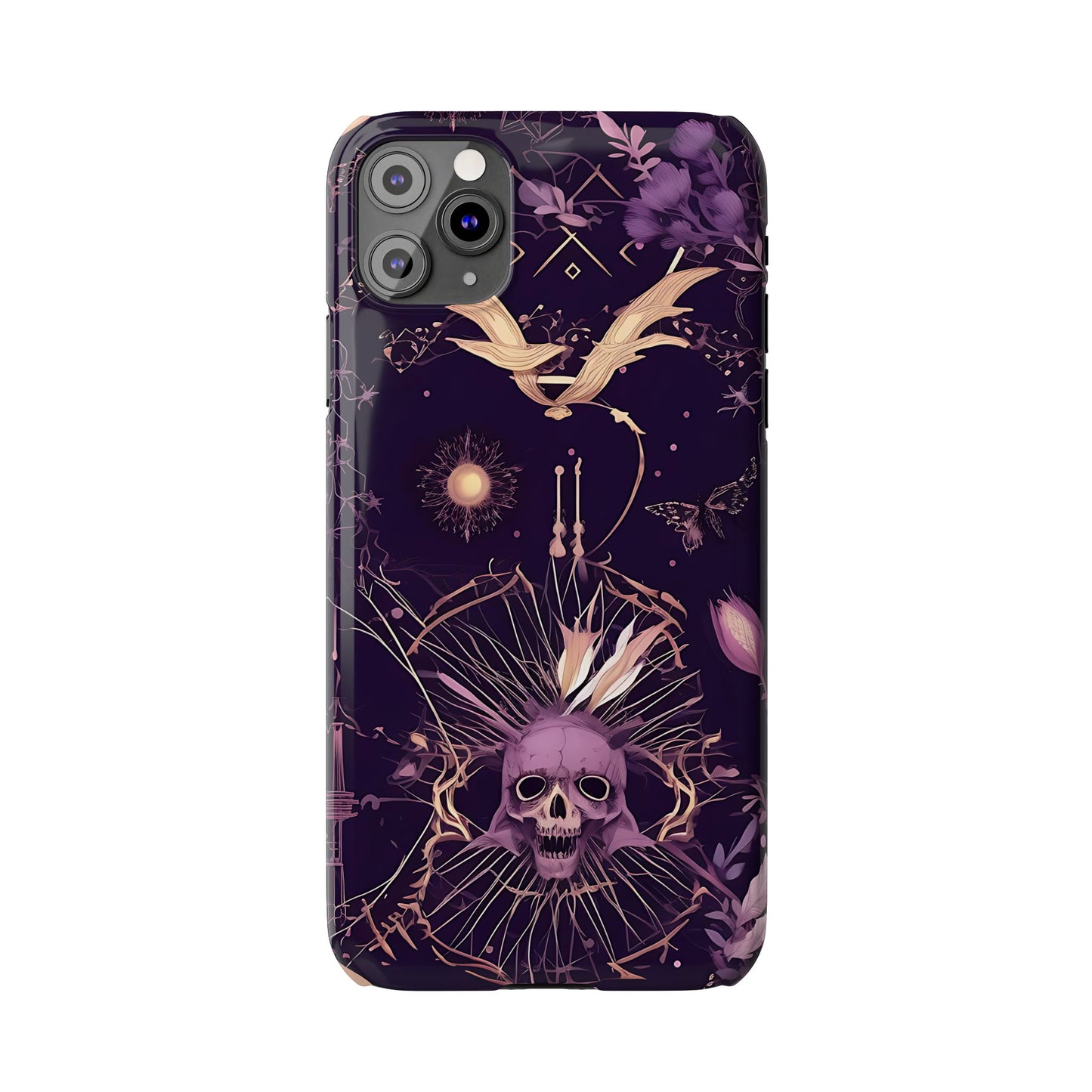 Gothic Floral Slim Phone Cases, Ghostly Style Mobile Cover, Dark Aesthetic Gift, Unique Protective Case, Perfect for Halloween