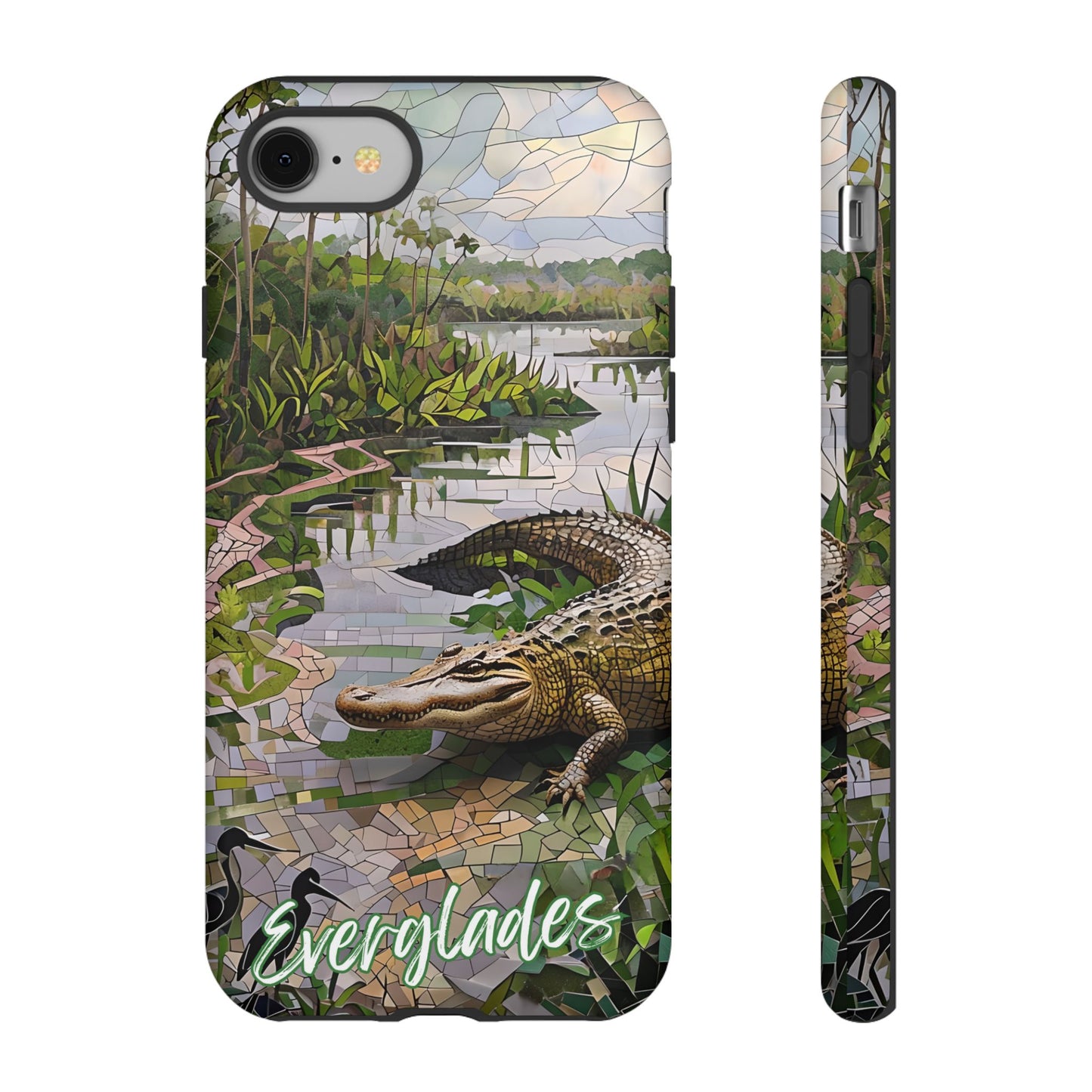 Everglades Mosaic Tough Phone Case - Tropical Wetland Art, Lush Green  Nature Aesthetic, Compatible with iPhone, Galaxy, and Google Phones