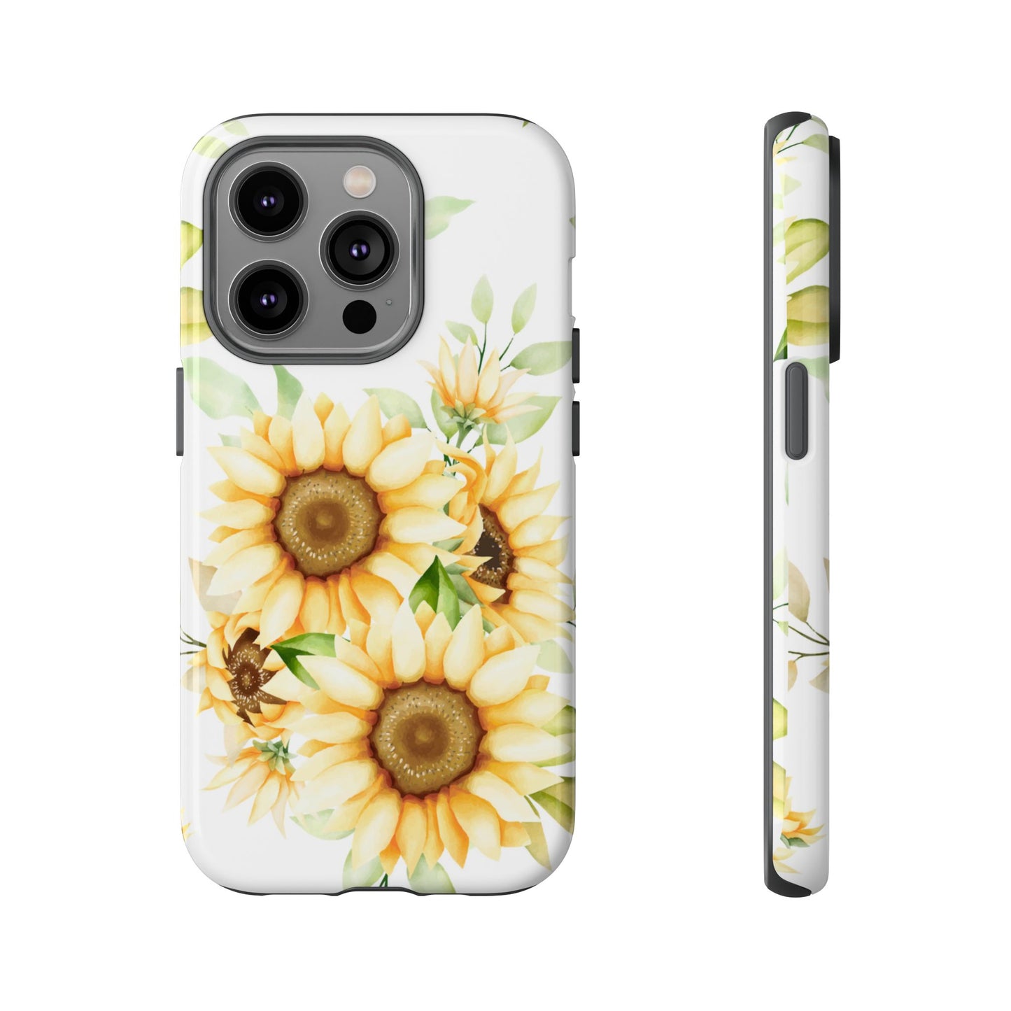 Sunflower Floral Tough Phone Case - Watercolor Botanical Art, Bright Nature Aesthetic, Compatible with iPhone, Galaxy, and Google Phones