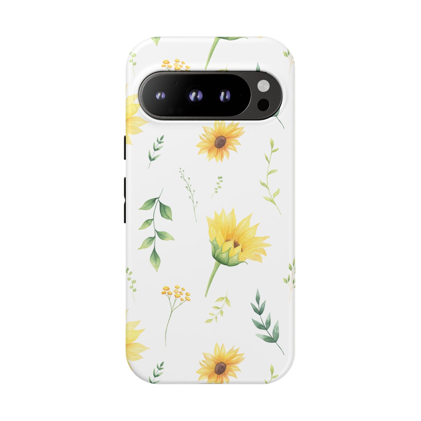 Sunflower Floral Tough Phone Case - Watercolor Botanical Print, Bright Nature Aesthetic, Compatible with iPhone, Galaxy, and Google Phones