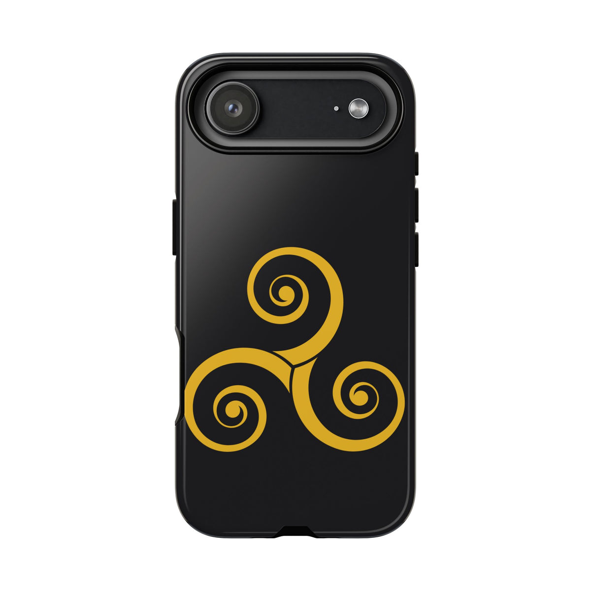Gold Triskelion Tough Phone Case Celtic Spiral Irish Symbol Compatible with iPhone 17 16 15 14 13 Galaxy Google