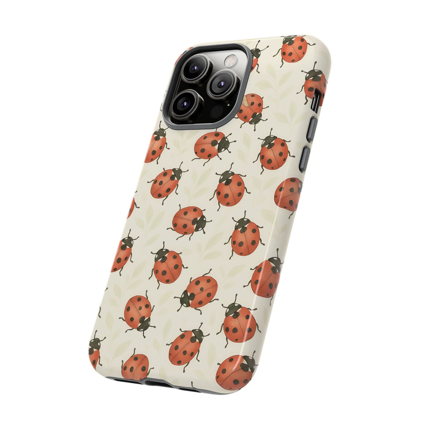 Ladybug Tough Phone Case - Cute Insect Aesthetic, Nature-Inspired Pattern Art, Compatible with iPhone, Galaxy, and Google Phones