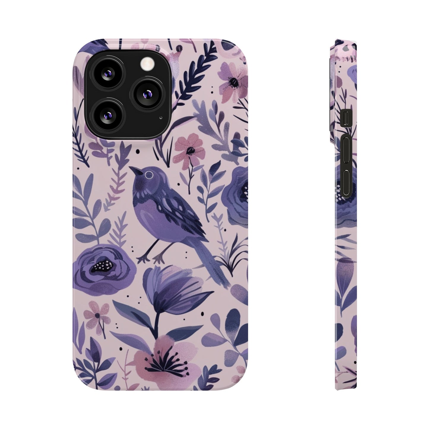 Floral Bird Slim Phone Case, Elegant Phone Cover, Cute Gift for Bird Lovers, Spring Vibes, Nature-Inspired