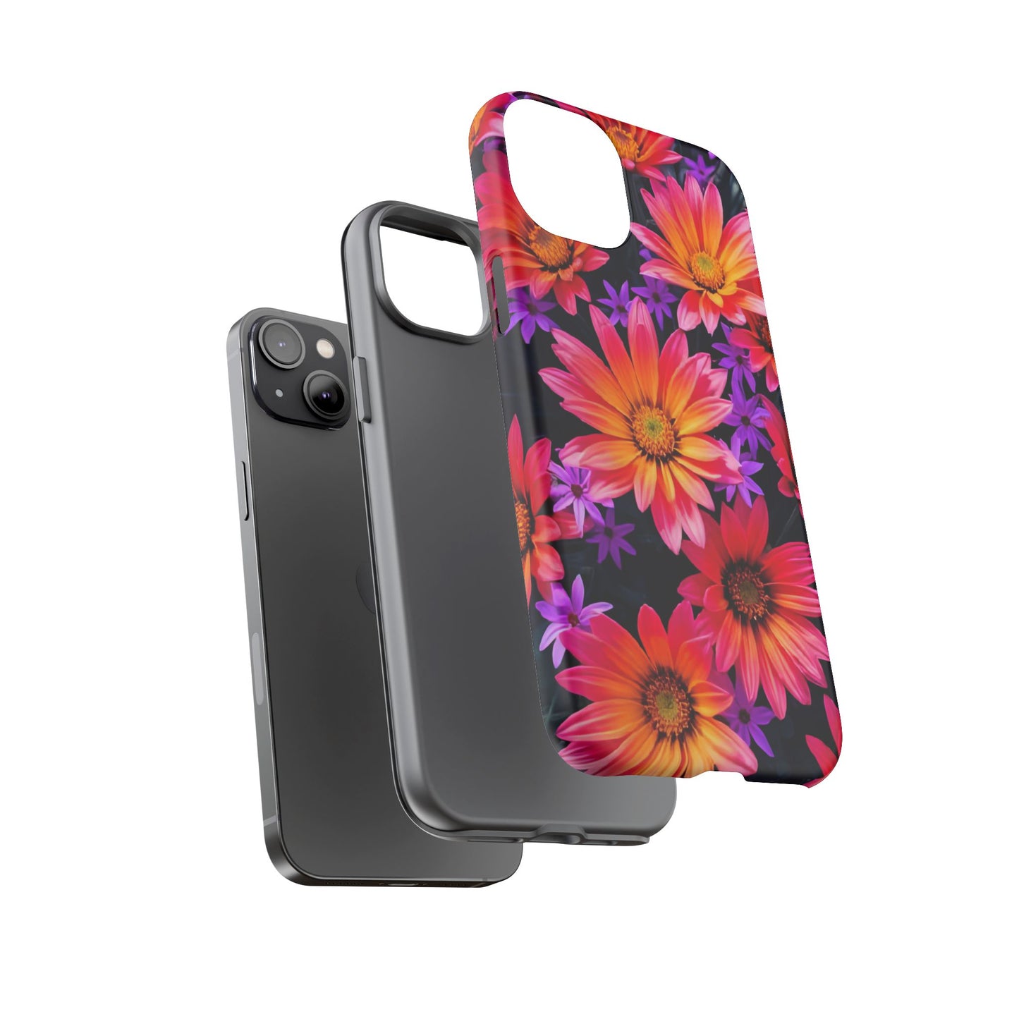 Bold Garden Flower Tough Phone Case - Colorful Floral Print, Bright Botanical Aesthetic, Compatible with iPhone, Galaxy, and Google Phones